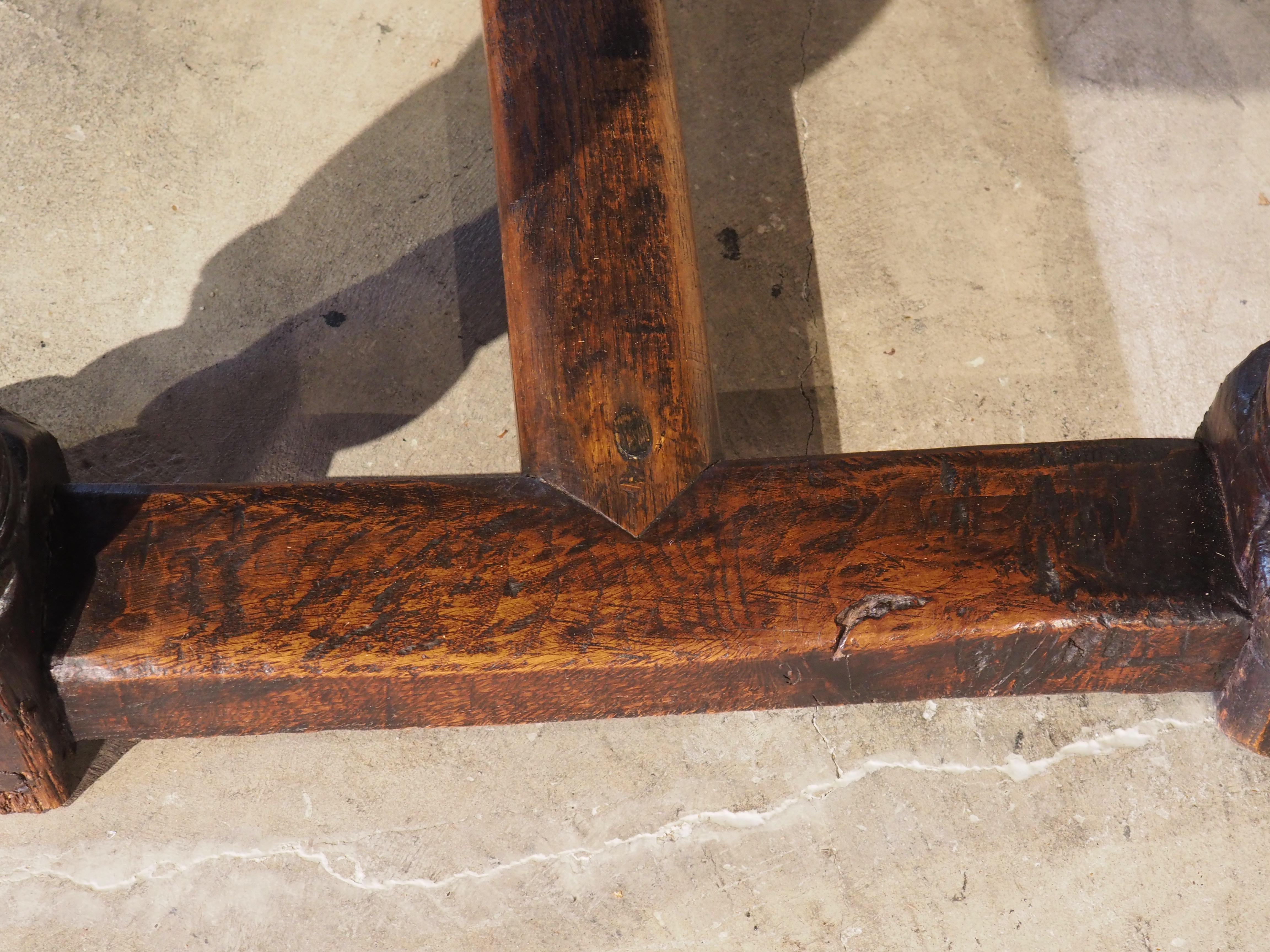 A Long 17th Century Carved Oak Baluster Leg Table from Flanders For Sale 12