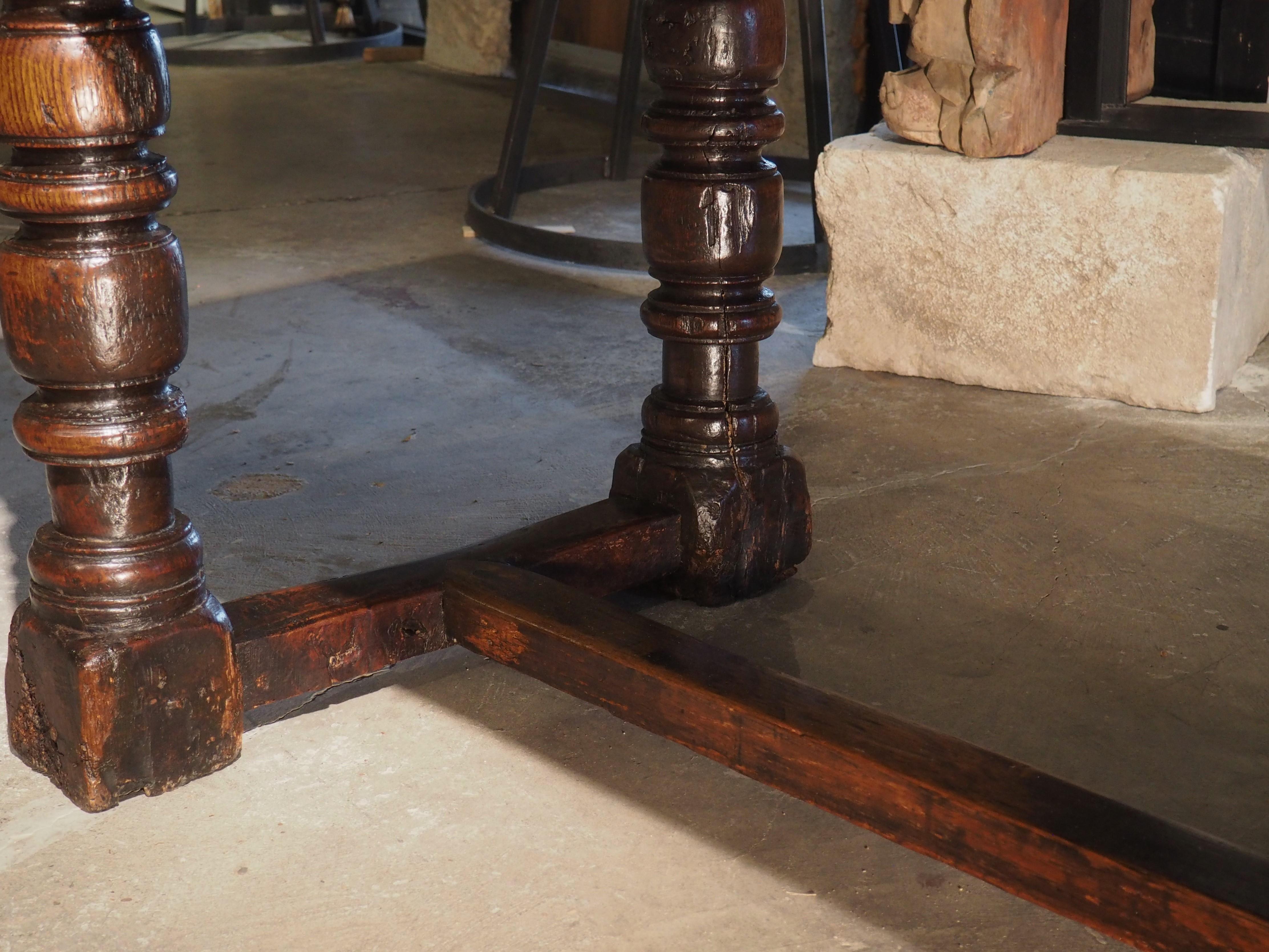 Baroque A Long 17th Century Carved Oak Baluster Leg Table from Flanders For Sale