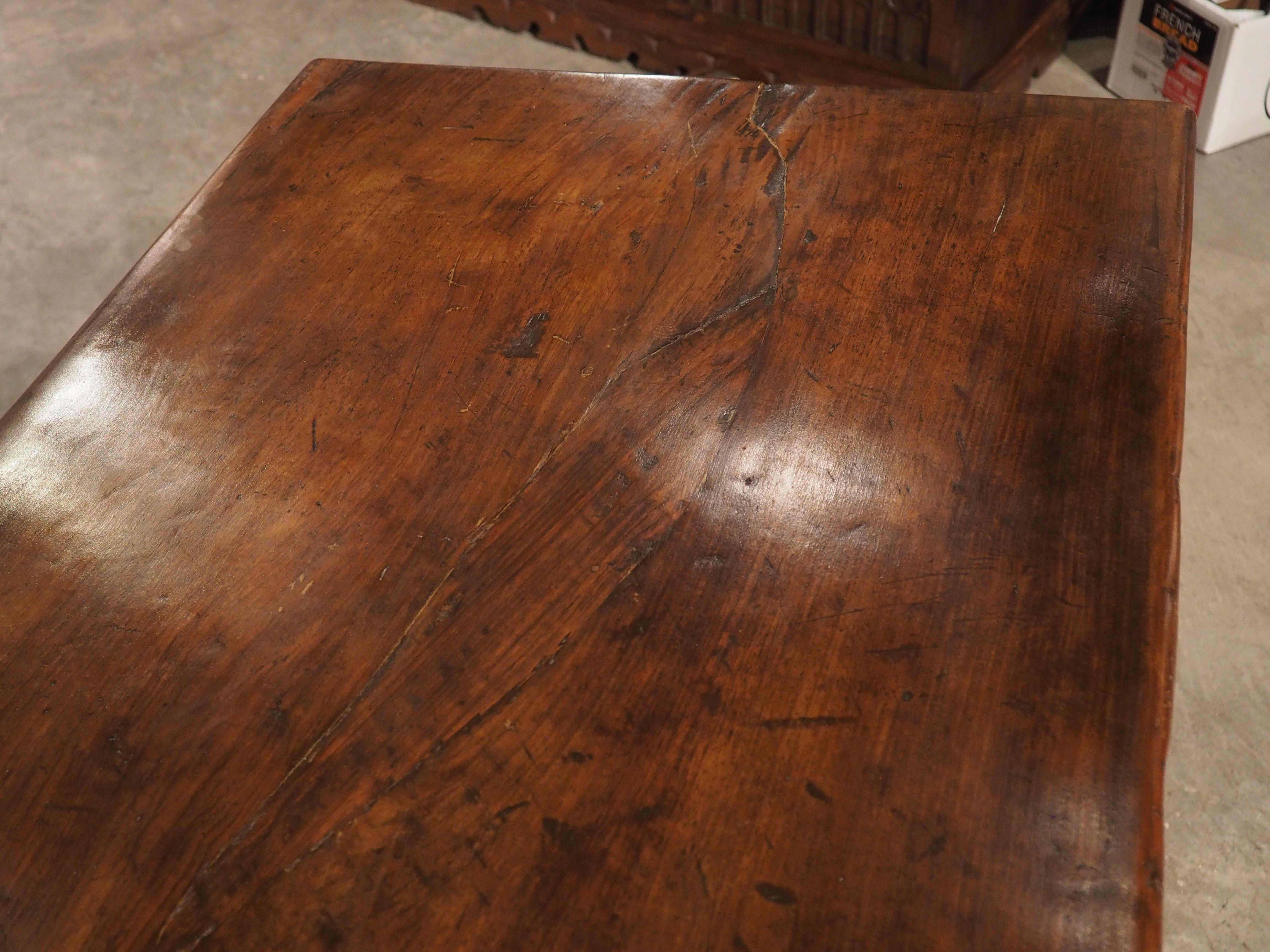 Baroque Long 17th Century Single Walnut Plank Refectory Table from Tuscany, Italy For Sale