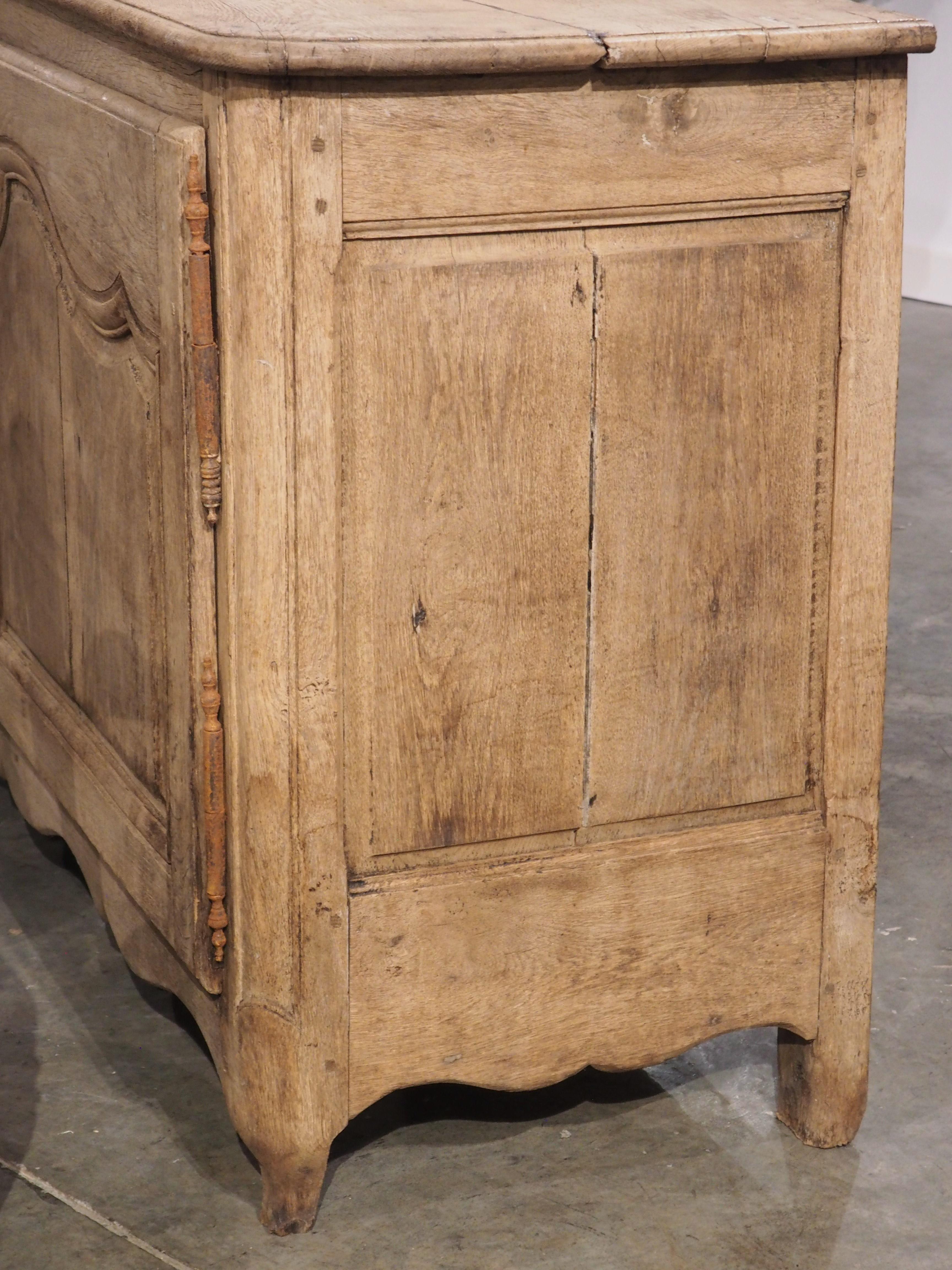 French A Long 18th Century 2-Door Washed Oak Buffet from France