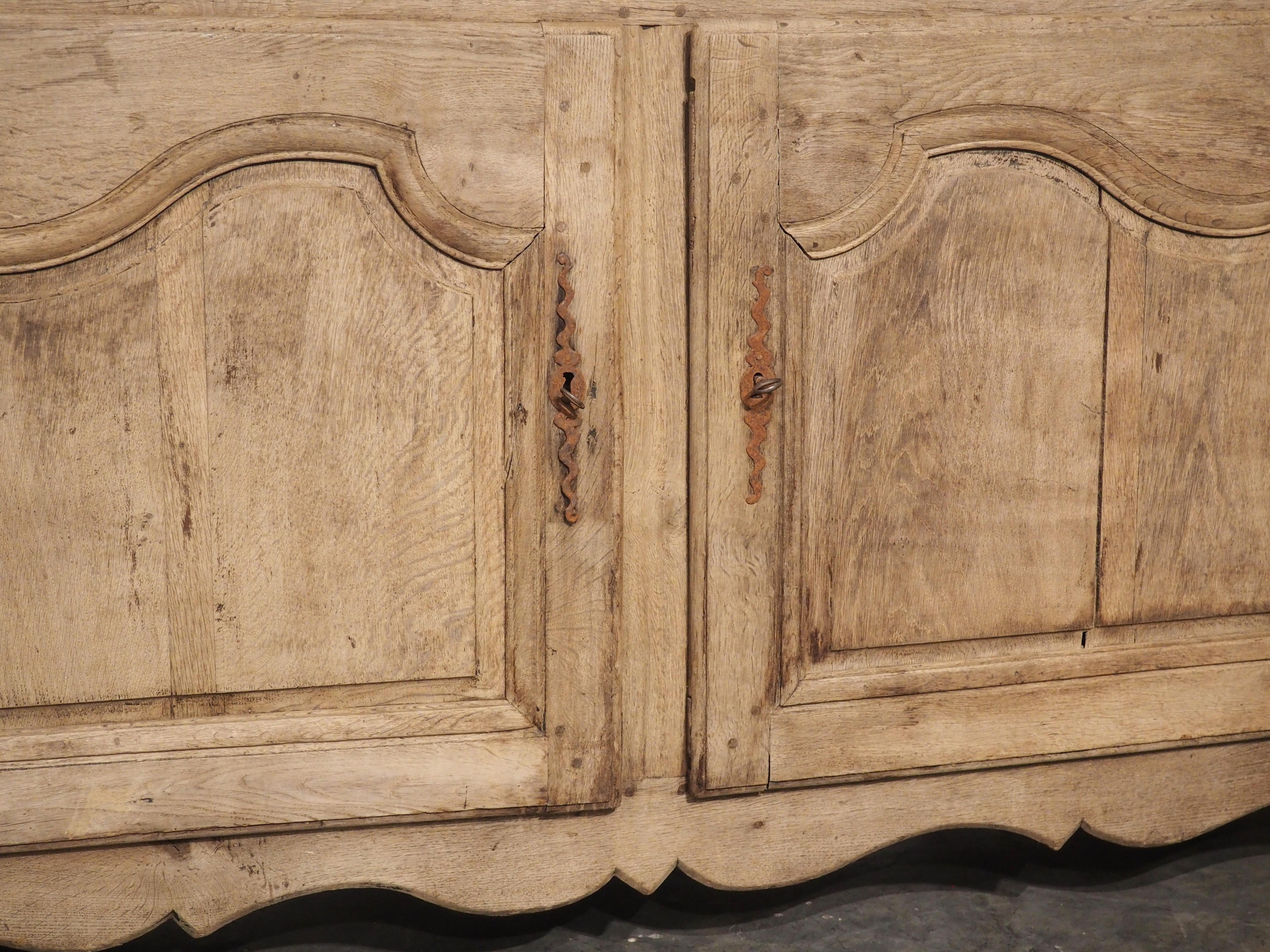 A Long 18th Century 2-Door Washed Oak Buffet from France In Good Condition In Dallas, TX