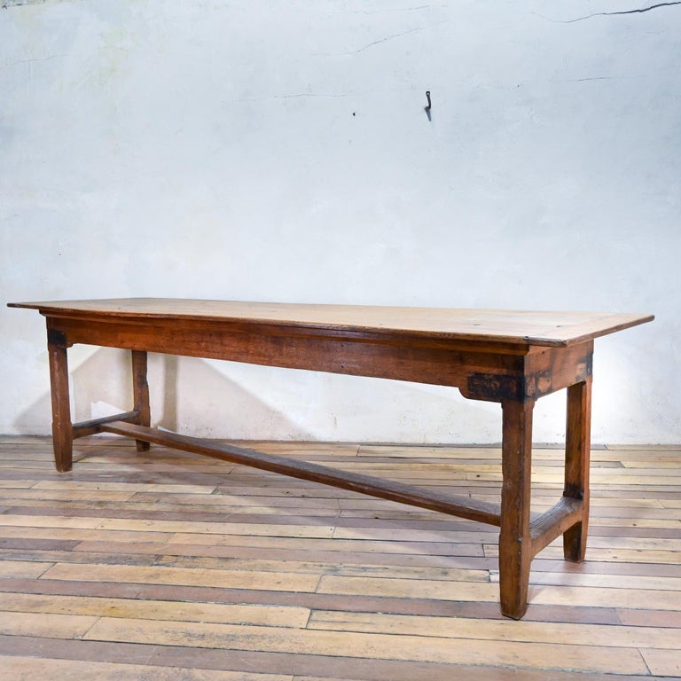 Long 19th Century French Oak Farmhouse Refectory Dining Table For Sale
