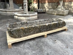 A Long and Low 18th Century Carved Limestone Trough from the South of France