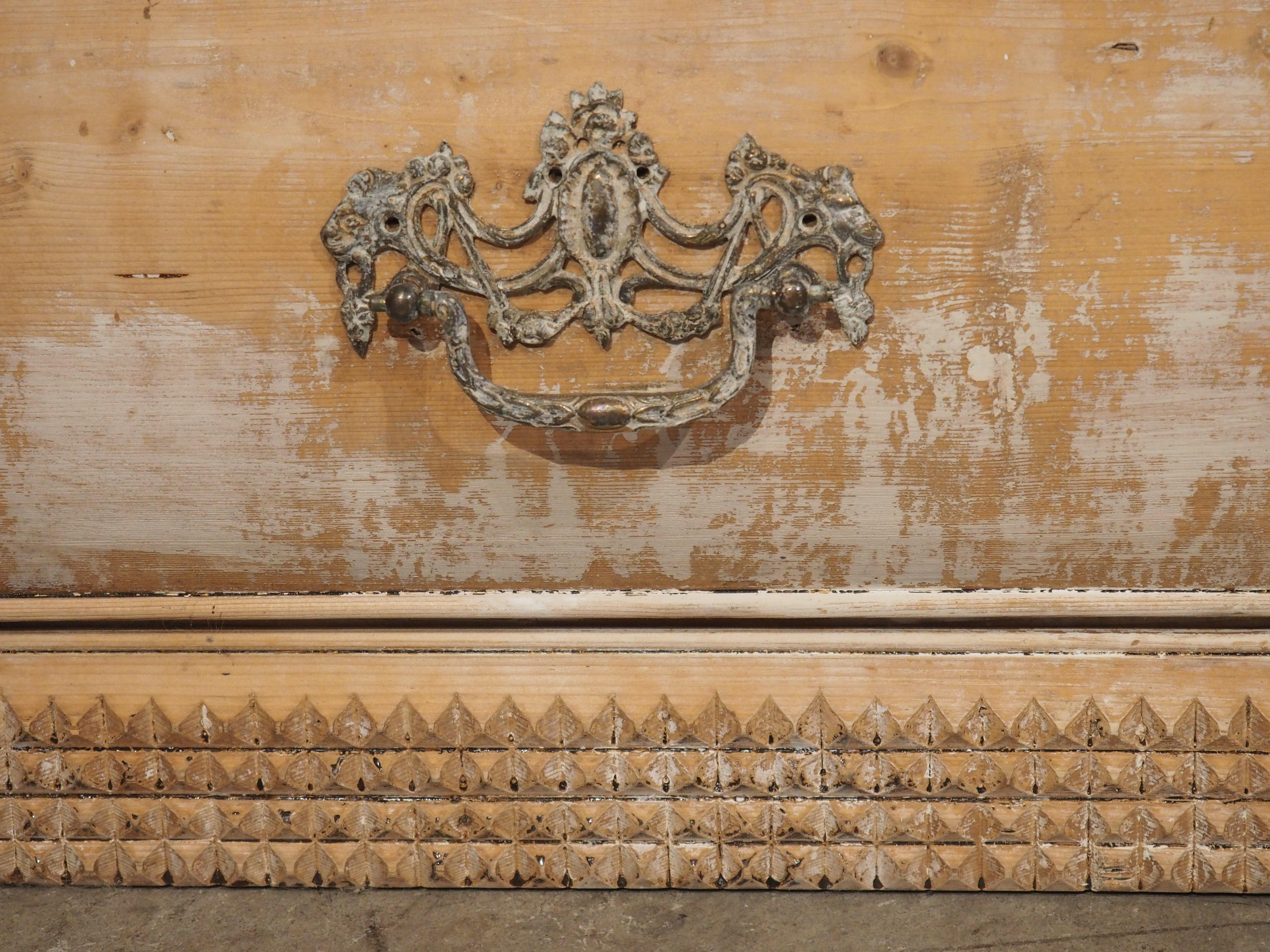 A Long Antique Dutch Chest of Drawers with Partial Whitewash, Circa 1890 4