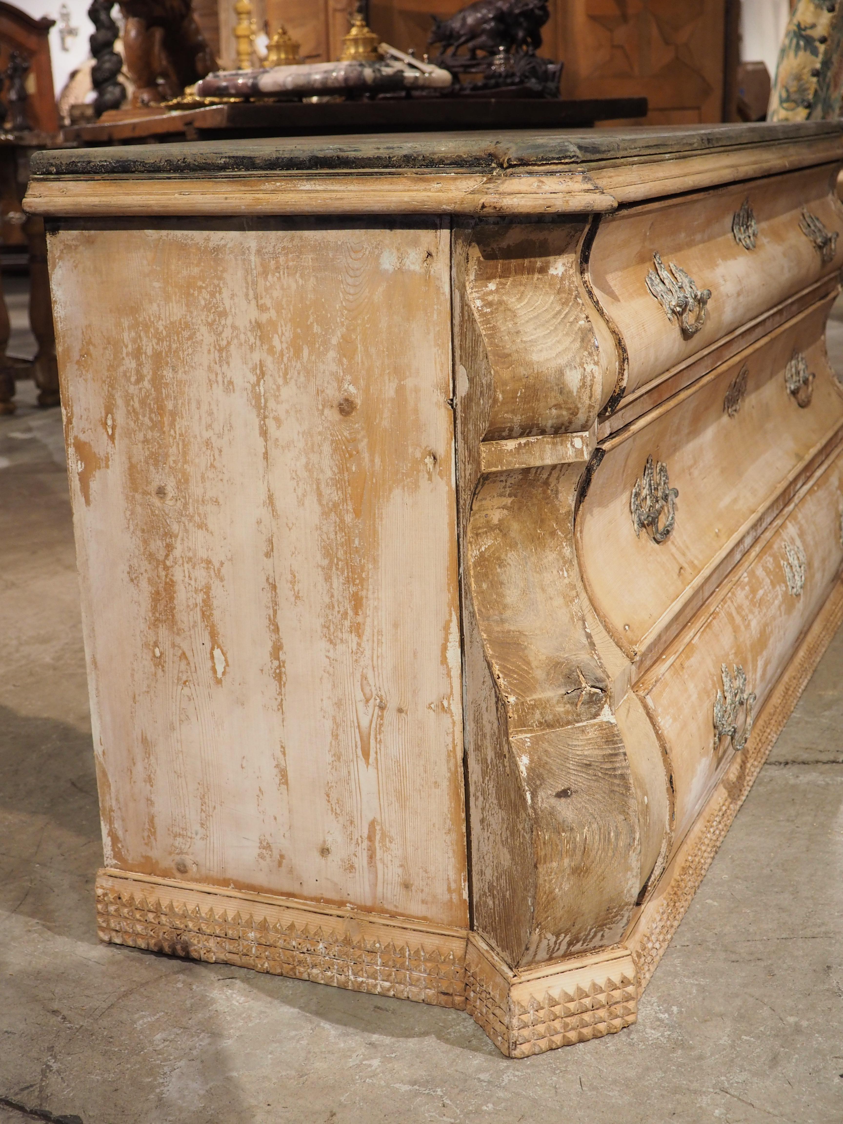A Long Antique Dutch Chest of Drawers with Partial Whitewash, Circa 1890 5