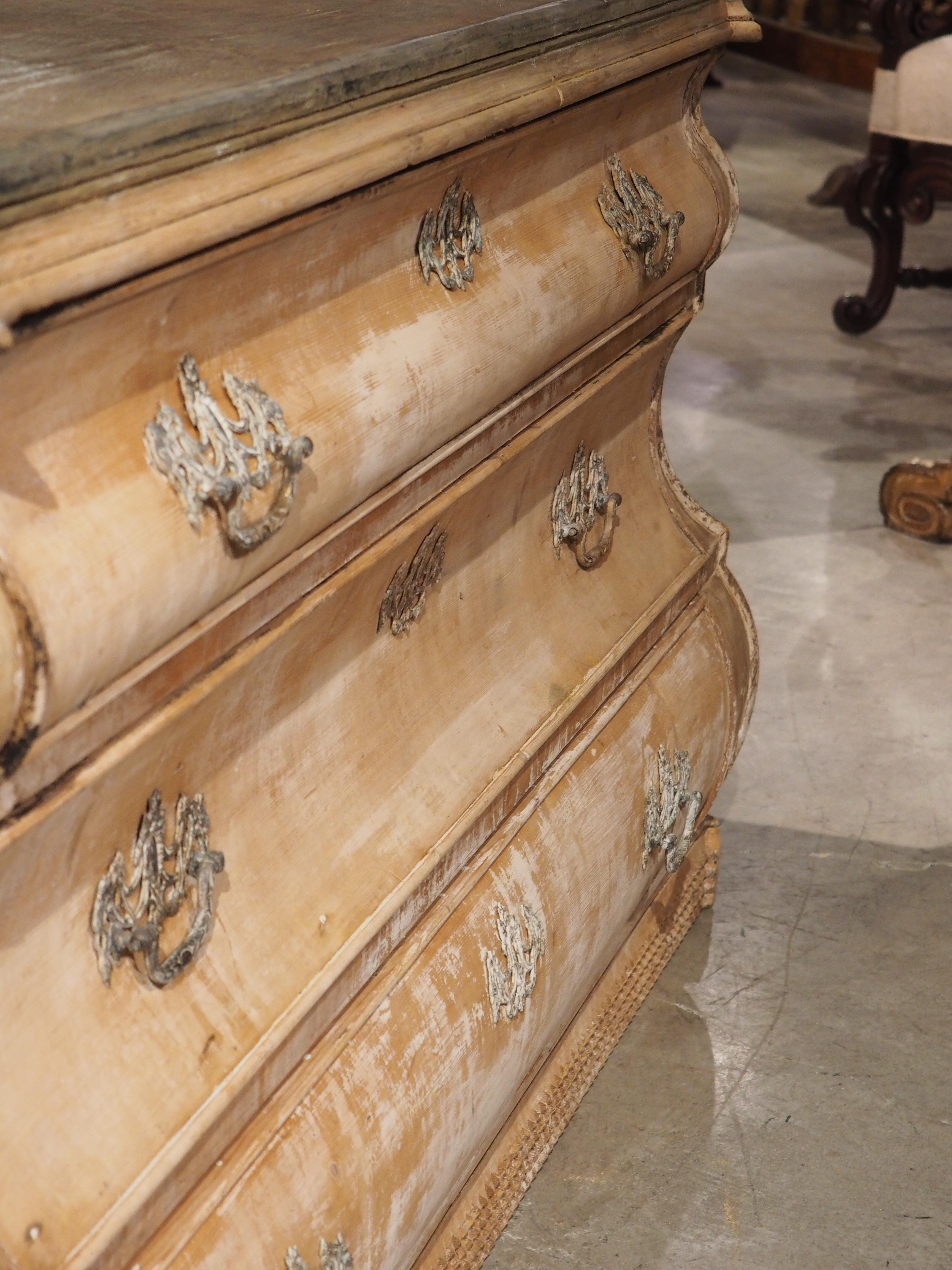 A Long Antique Dutch Chest of Drawers with Partial Whitewash, Circa 1890 7