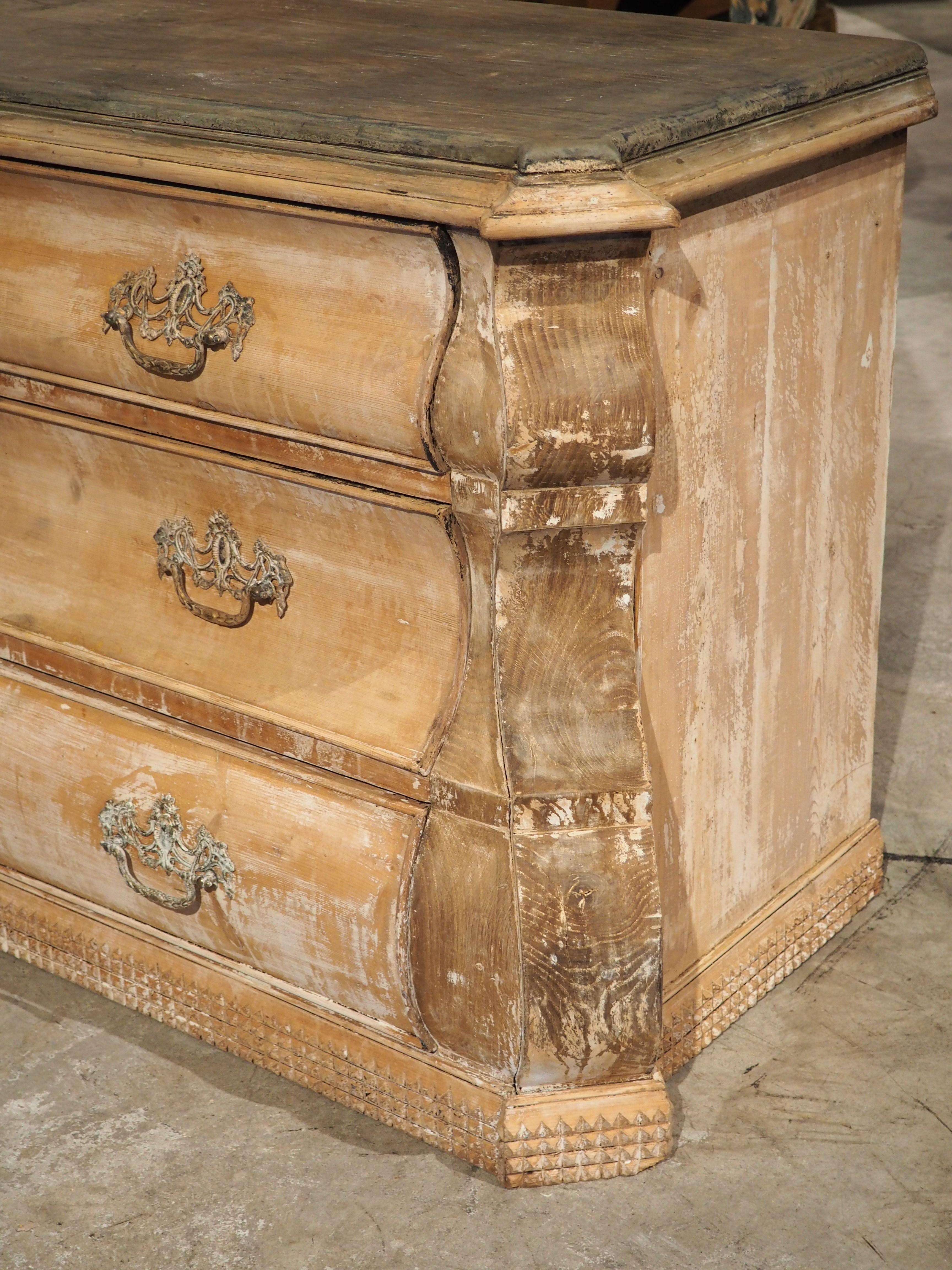 A Long Antique Dutch Chest of Drawers with Partial Whitewash, Circa 1890 12