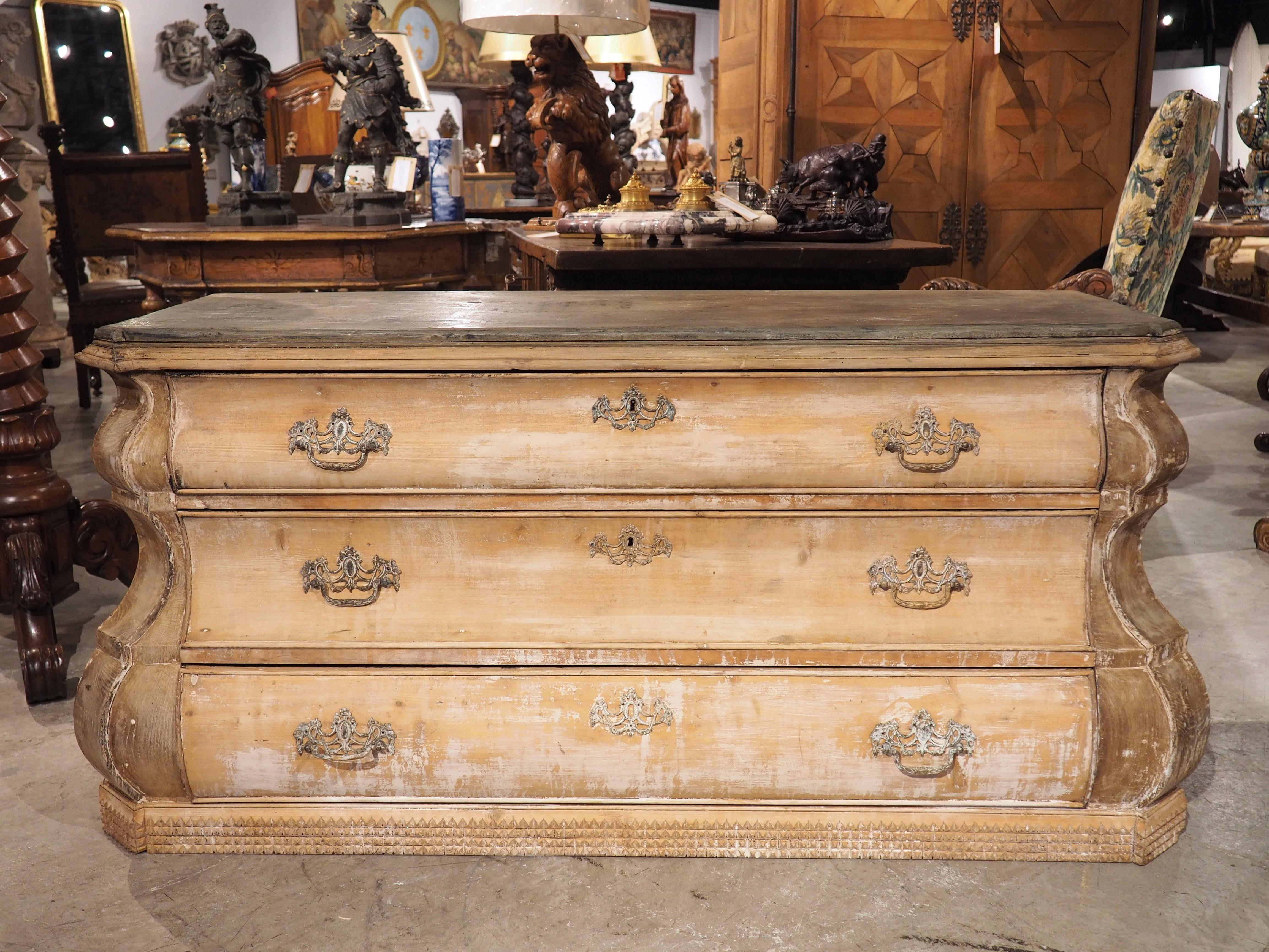 A Long Antique Dutch Chest of Drawers with Partial Whitewash, Circa 1890 13