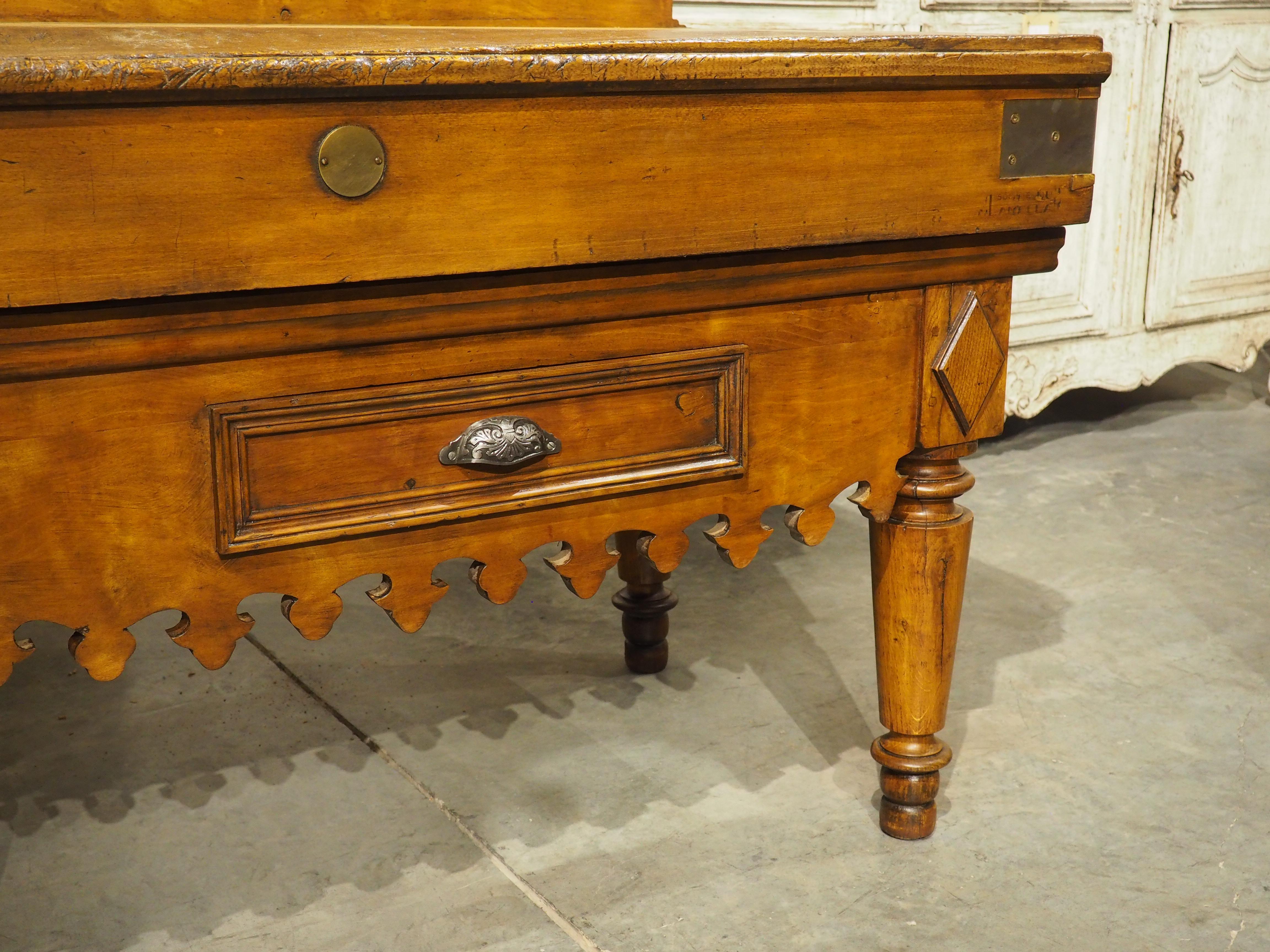 A Long Antique French Double Butcher Block Table, Billot de Boucher, Circa 1900 For Sale 4