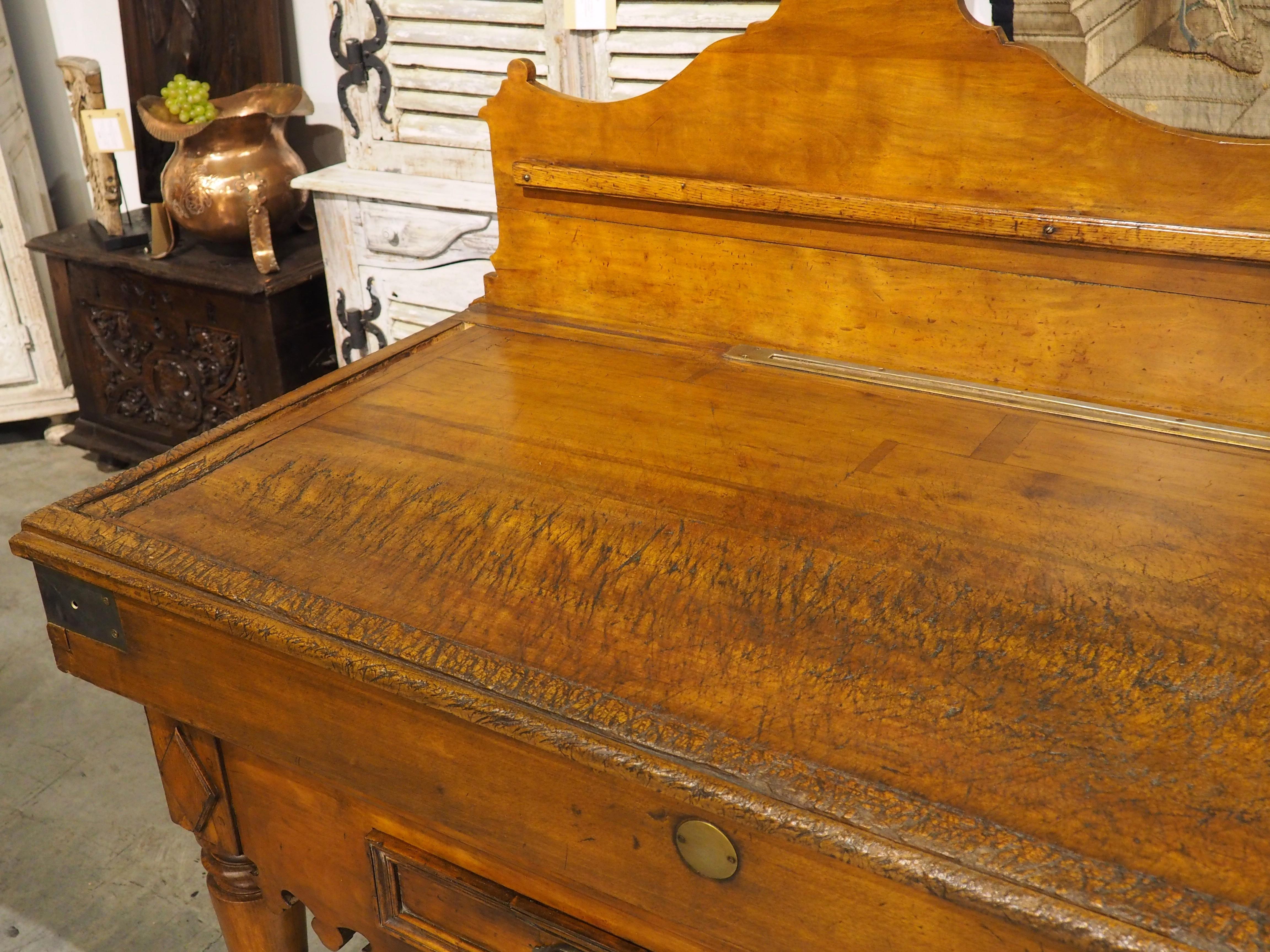 Hand-Carved A Long Antique French Double Butcher Block Table, Billot de Boucher, Circa 1900 For Sale