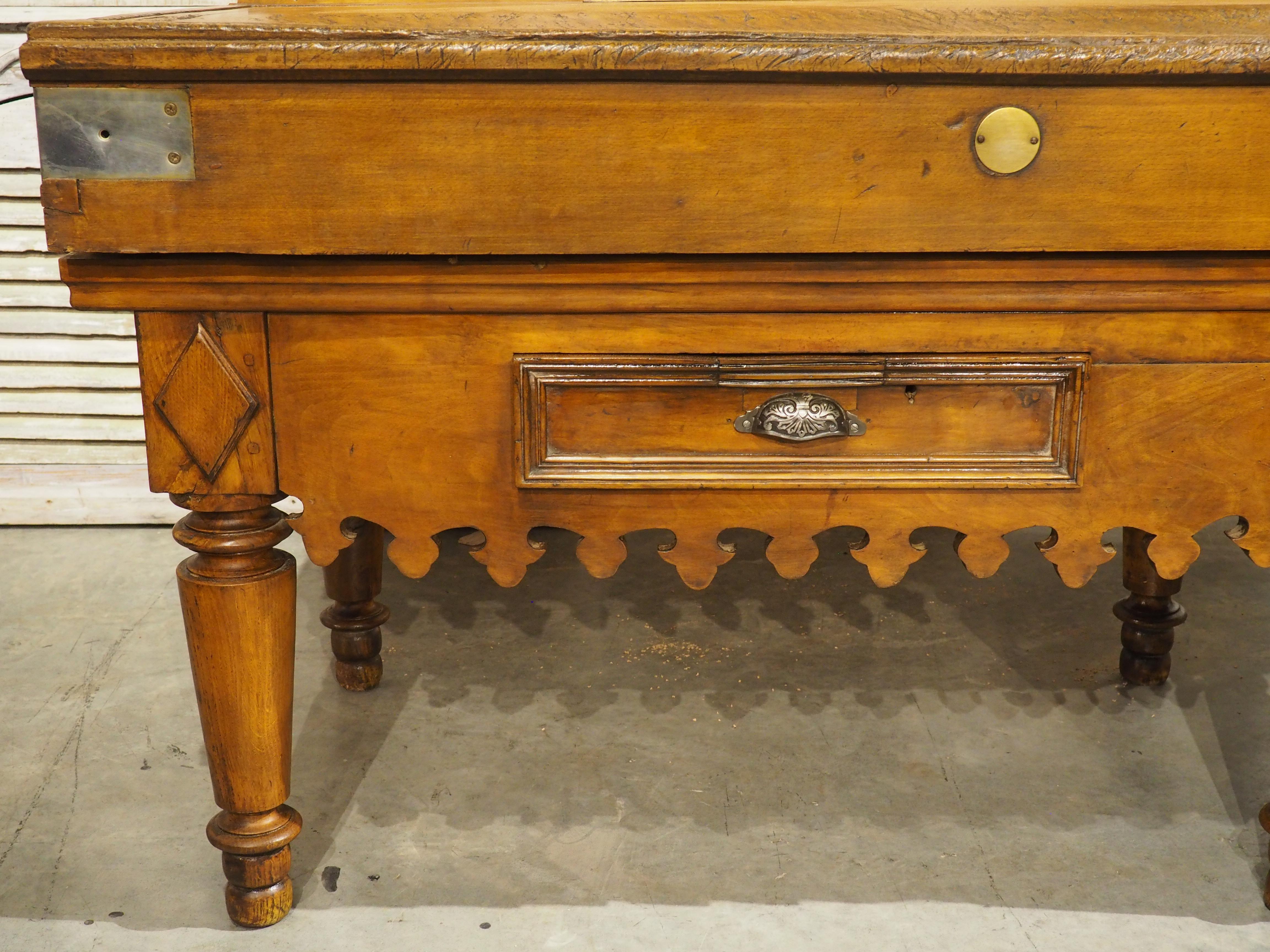 A Long Antique French Double Butcher Block Table, Billot de Boucher, Circa 1900 For Sale 2