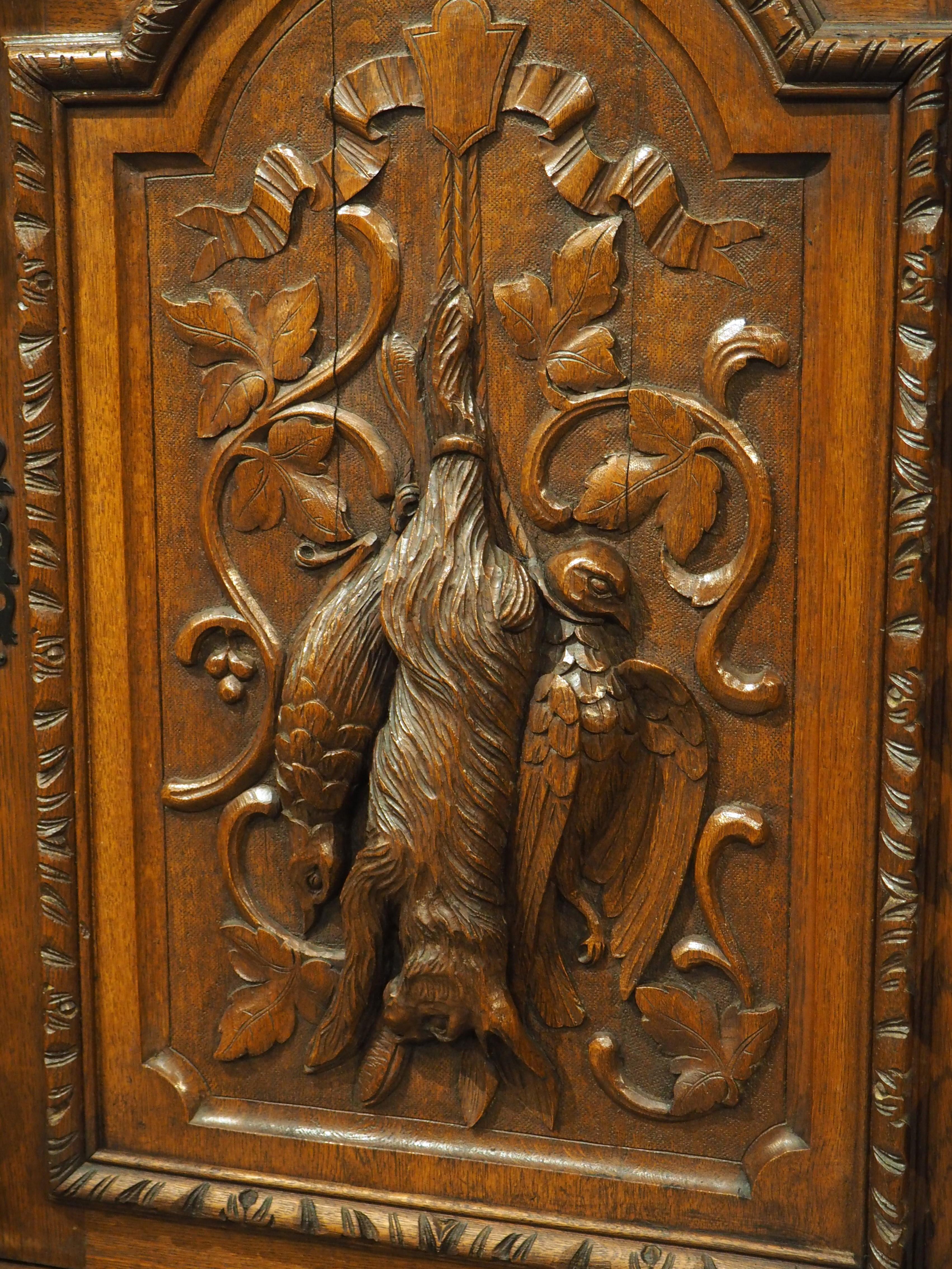 A Long Antique French Oak Hunting Lodge Buffet Enfilade, Circa 1890 4
