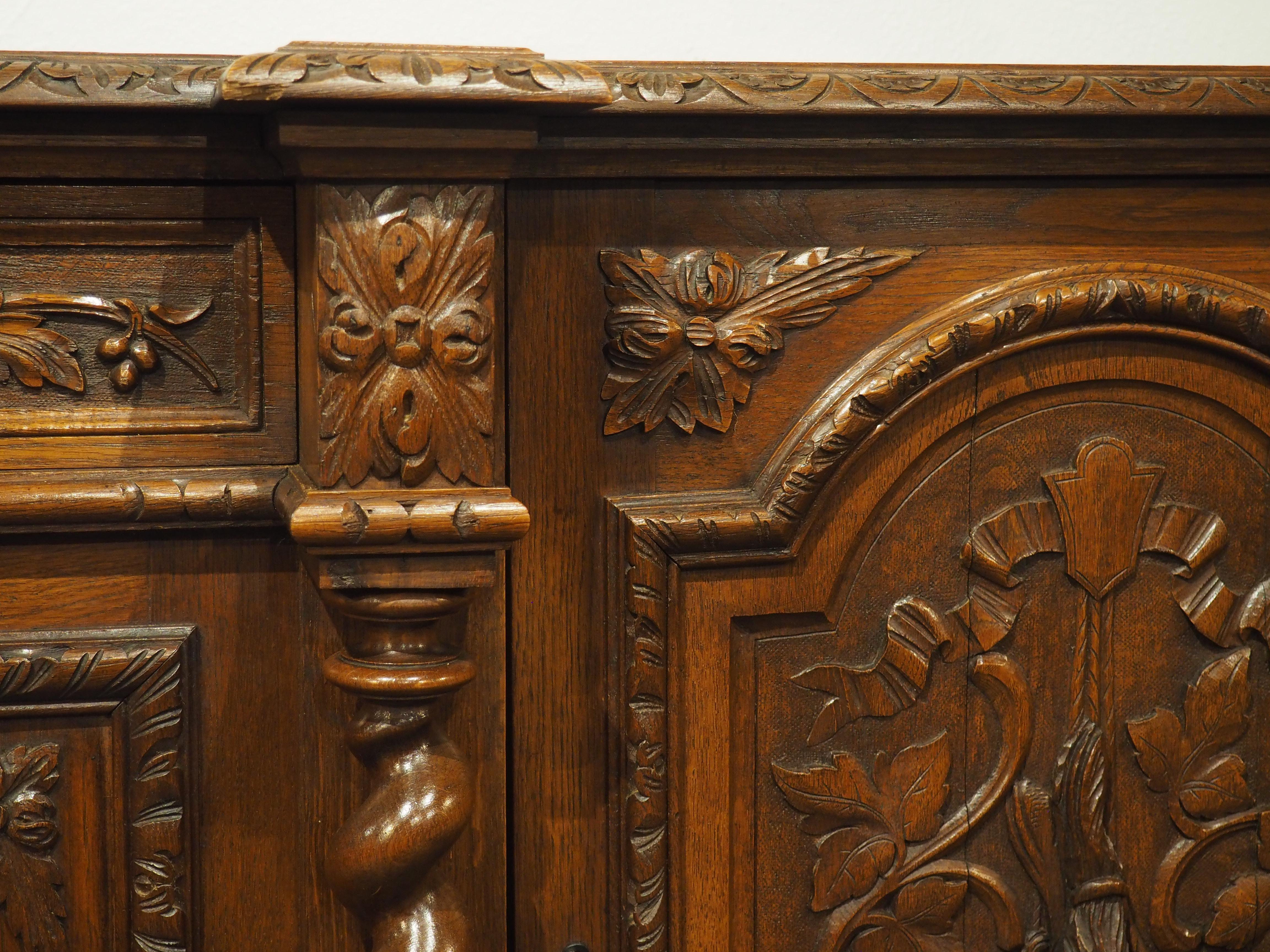 A Long Antique French Oak Hunting Lodge Buffet Enfilade, Circa 1890 7