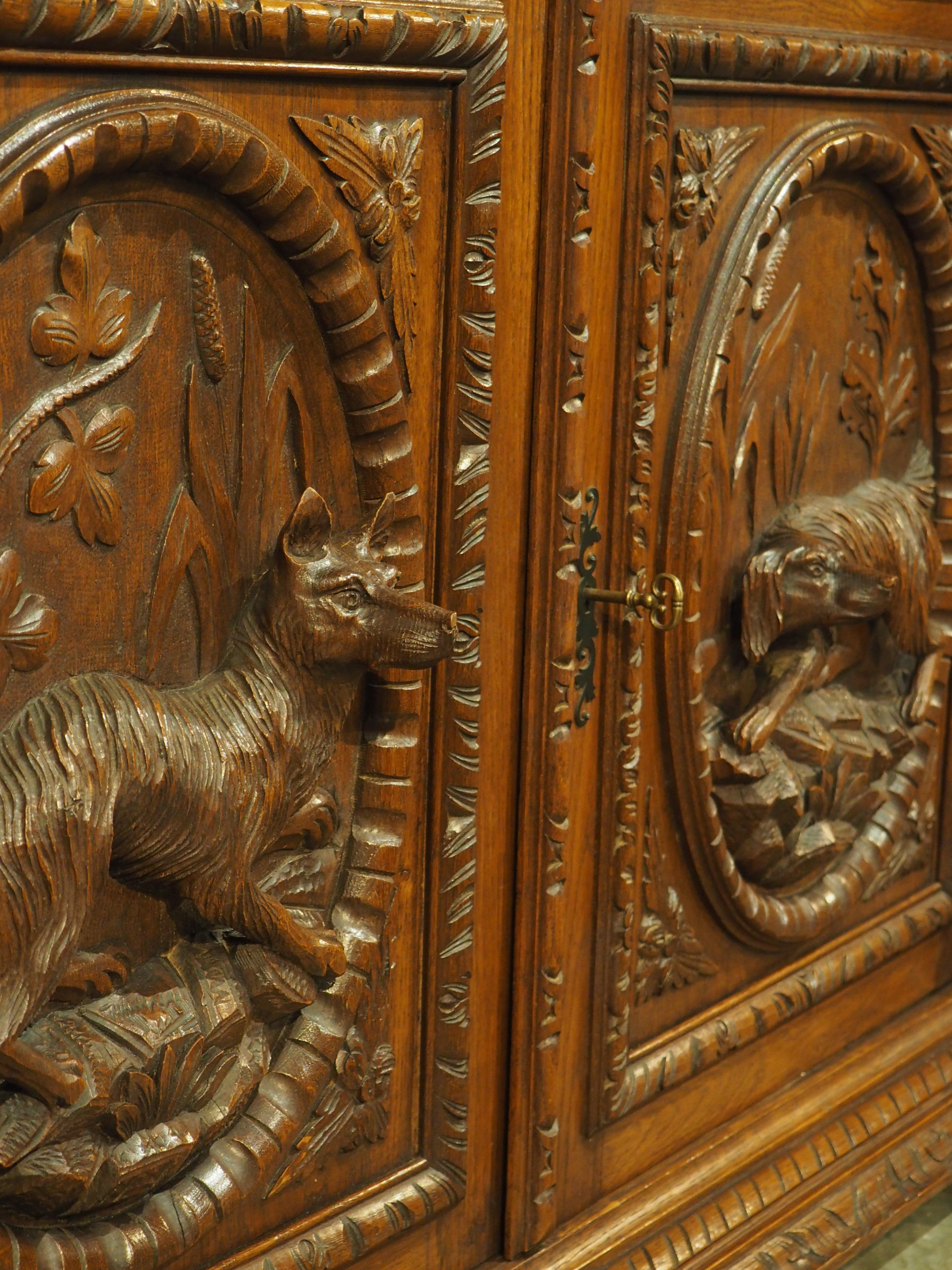 A Long Antique French Oak Hunting Lodge Buffet Enfilade, Circa 1890 11