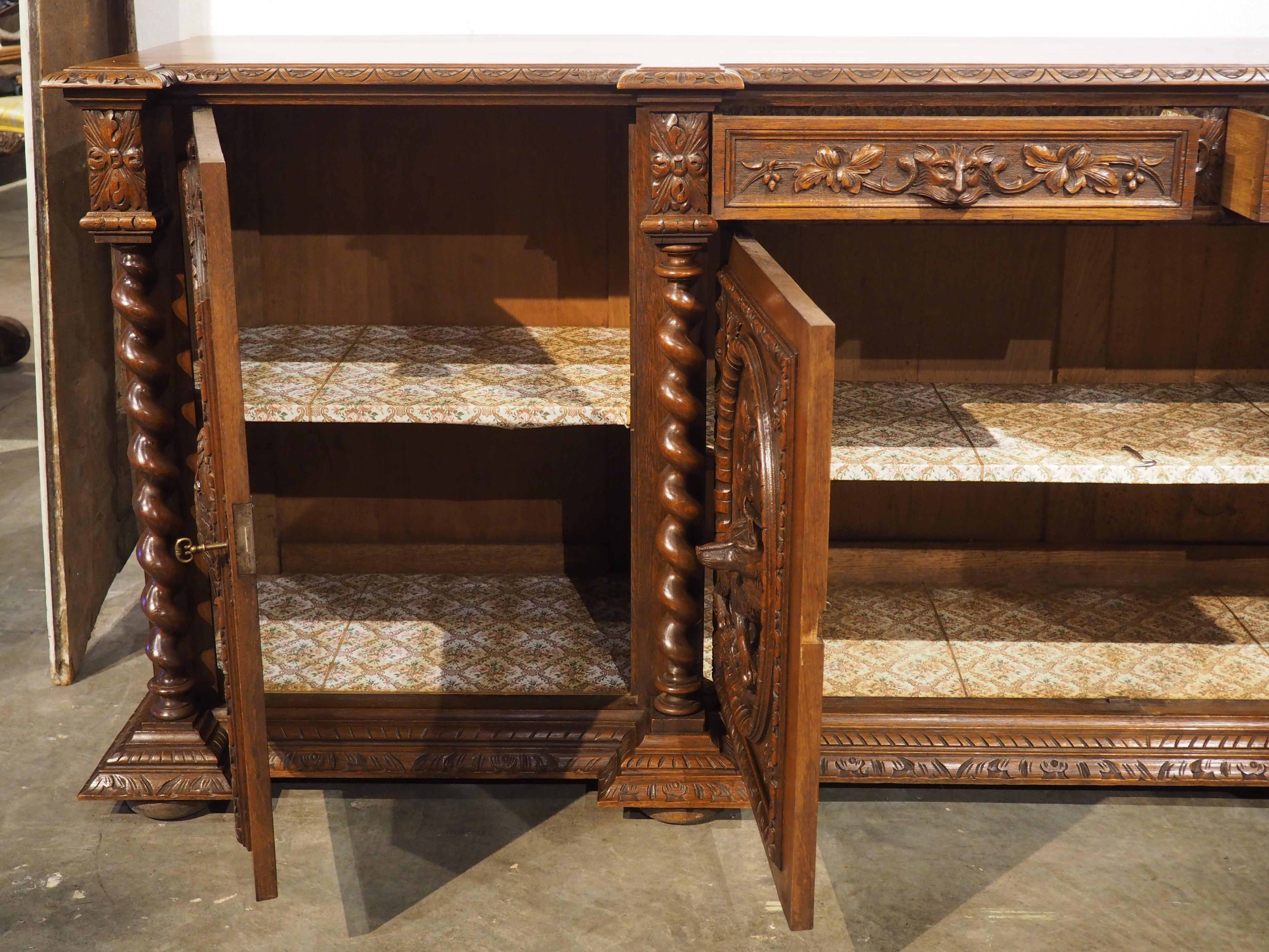 A Long Antique French Oak Hunting Lodge Buffet Enfilade, Circa 1890 12