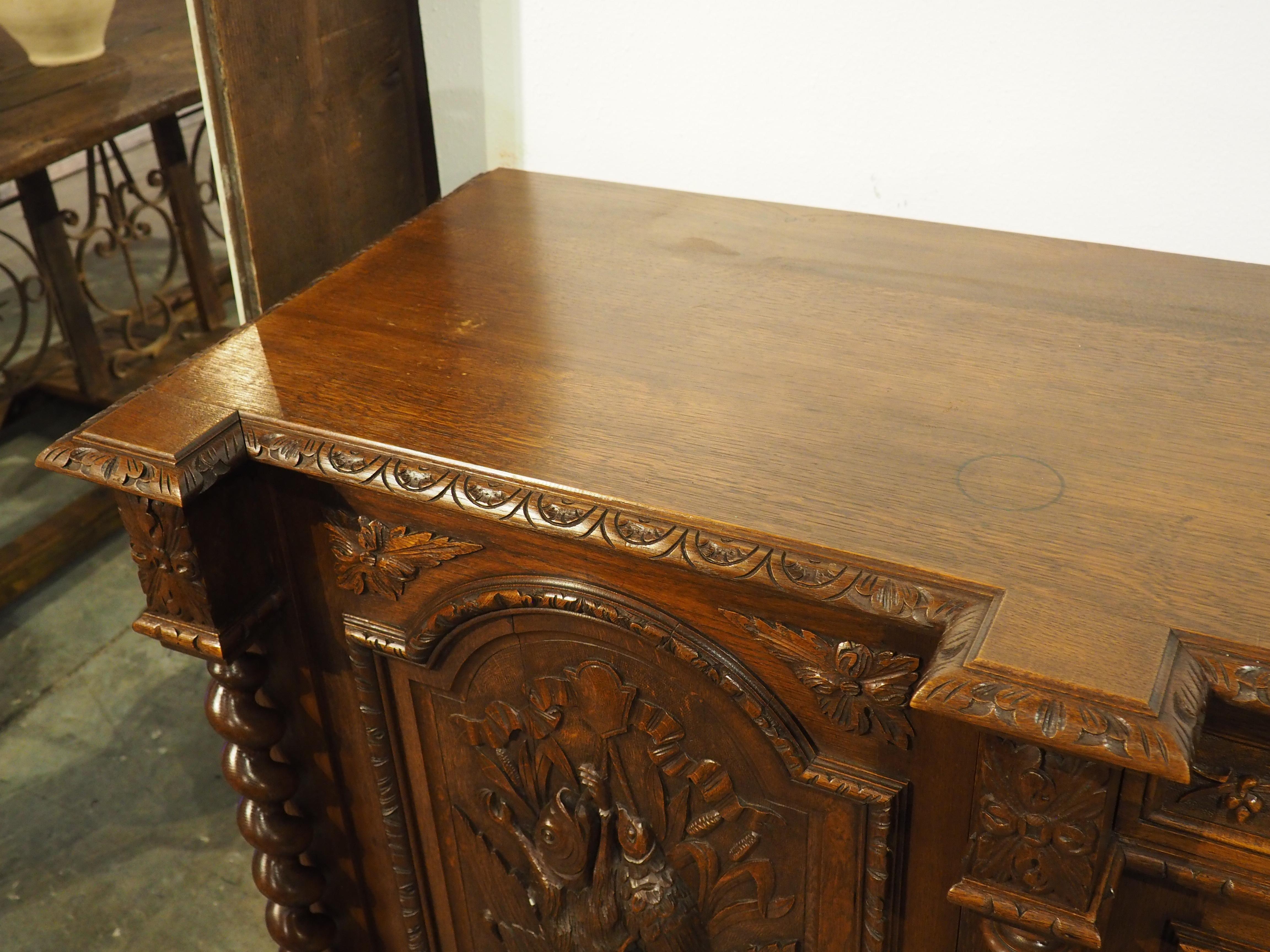 19th Century A Long Antique French Oak Hunting Lodge Buffet Enfilade, Circa 1890