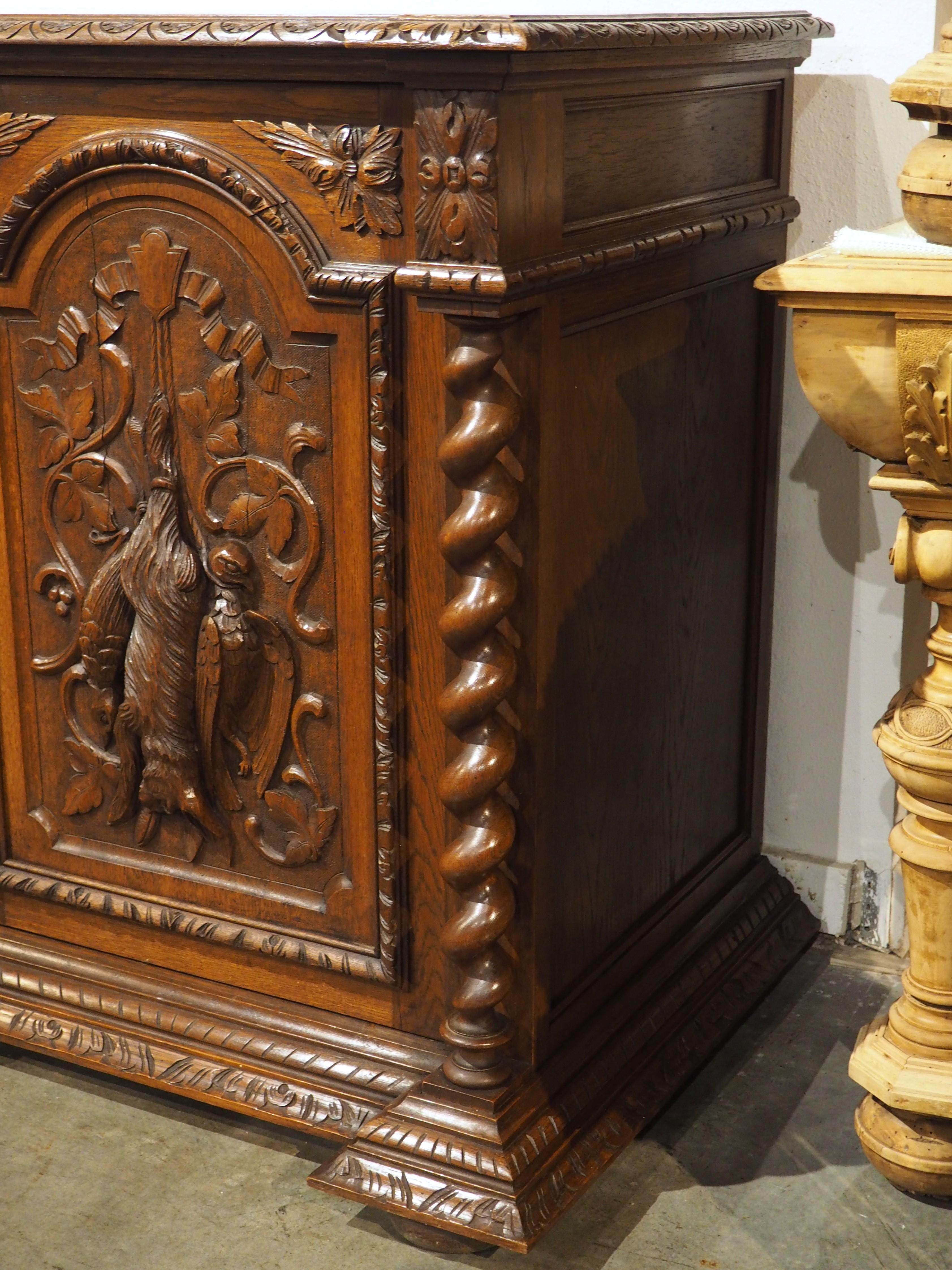 A Long Antique French Oak Hunting Lodge Buffet Enfilade, Circa 1890 3