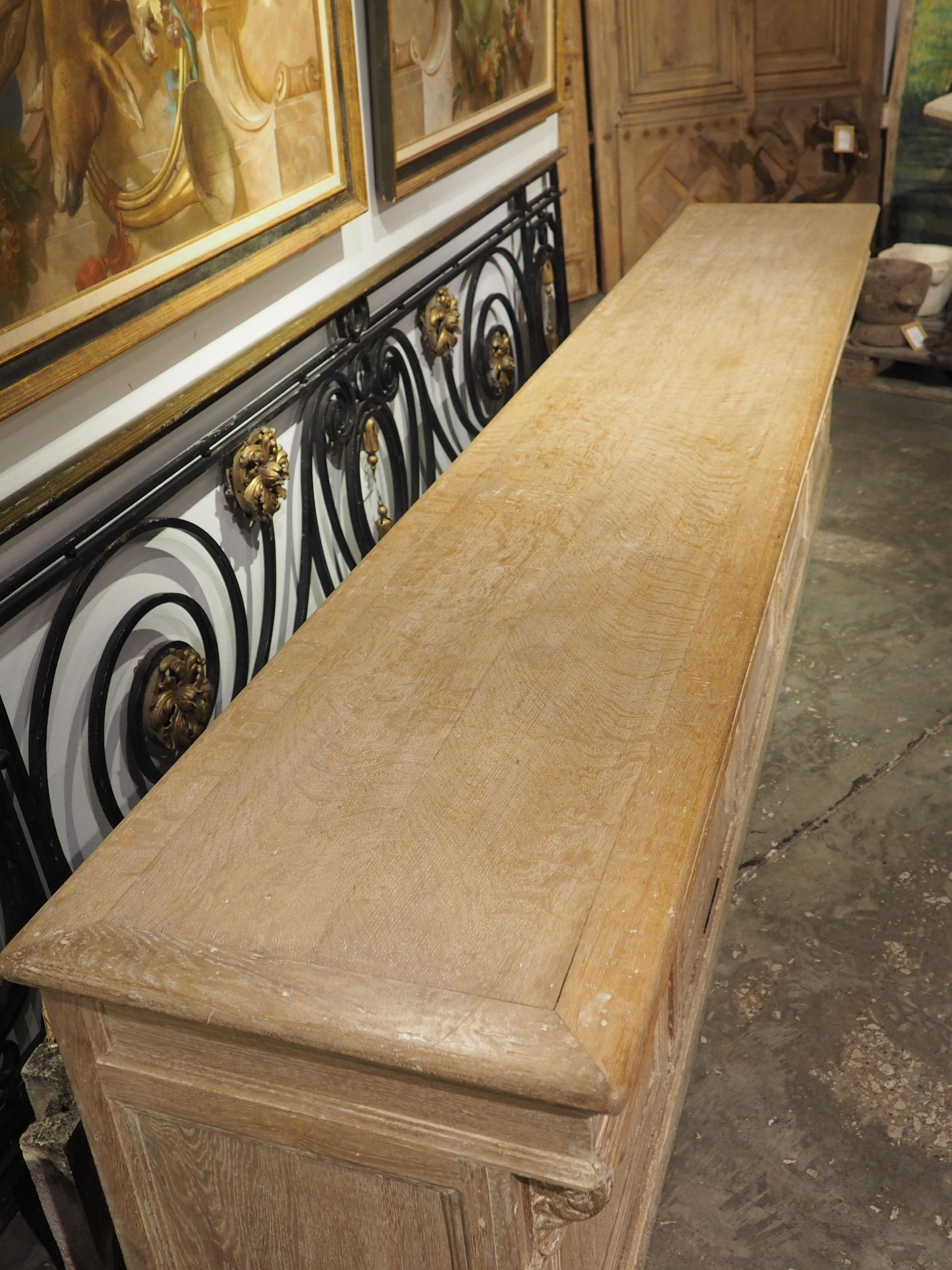 A Long Antique French Oak Shop Counter, Circa 1900, 124.5 Inches For Sale 1