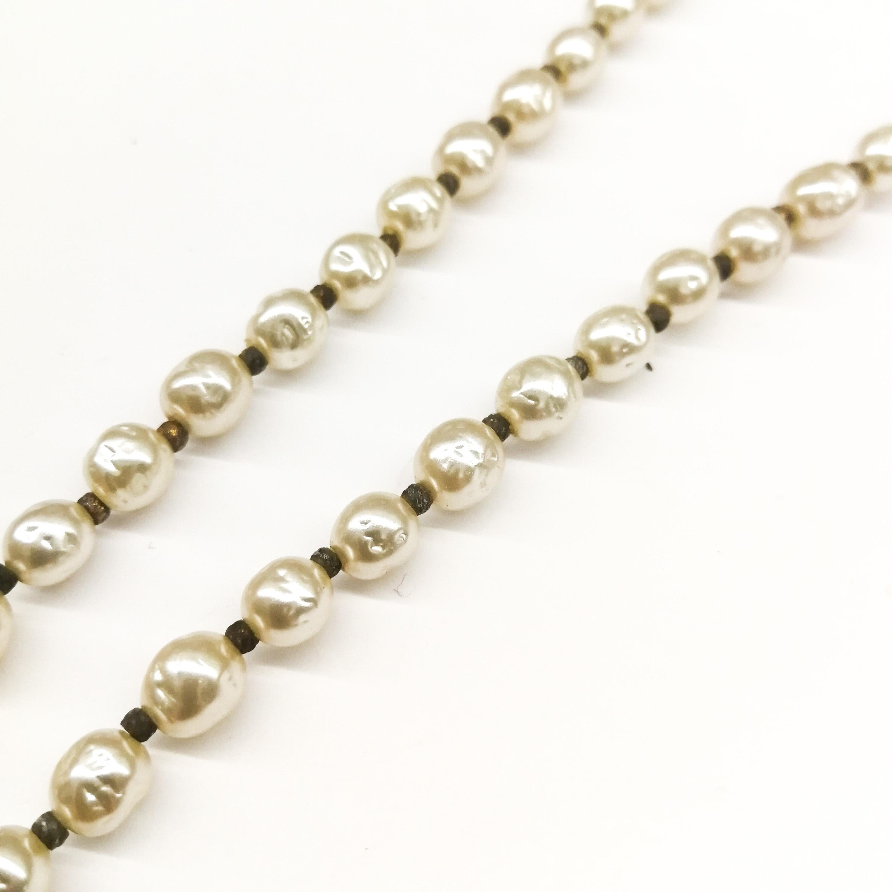A long baroque pearl pendant necklace, Miriam Haskell, 1960s 6