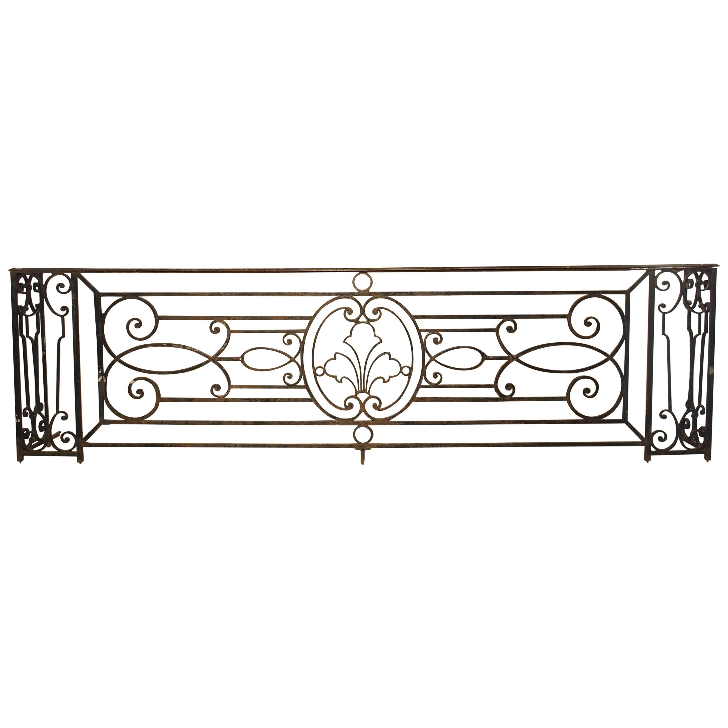 A Long Belle Époque Antique Wrought Iron Balcony Gate from Argentina