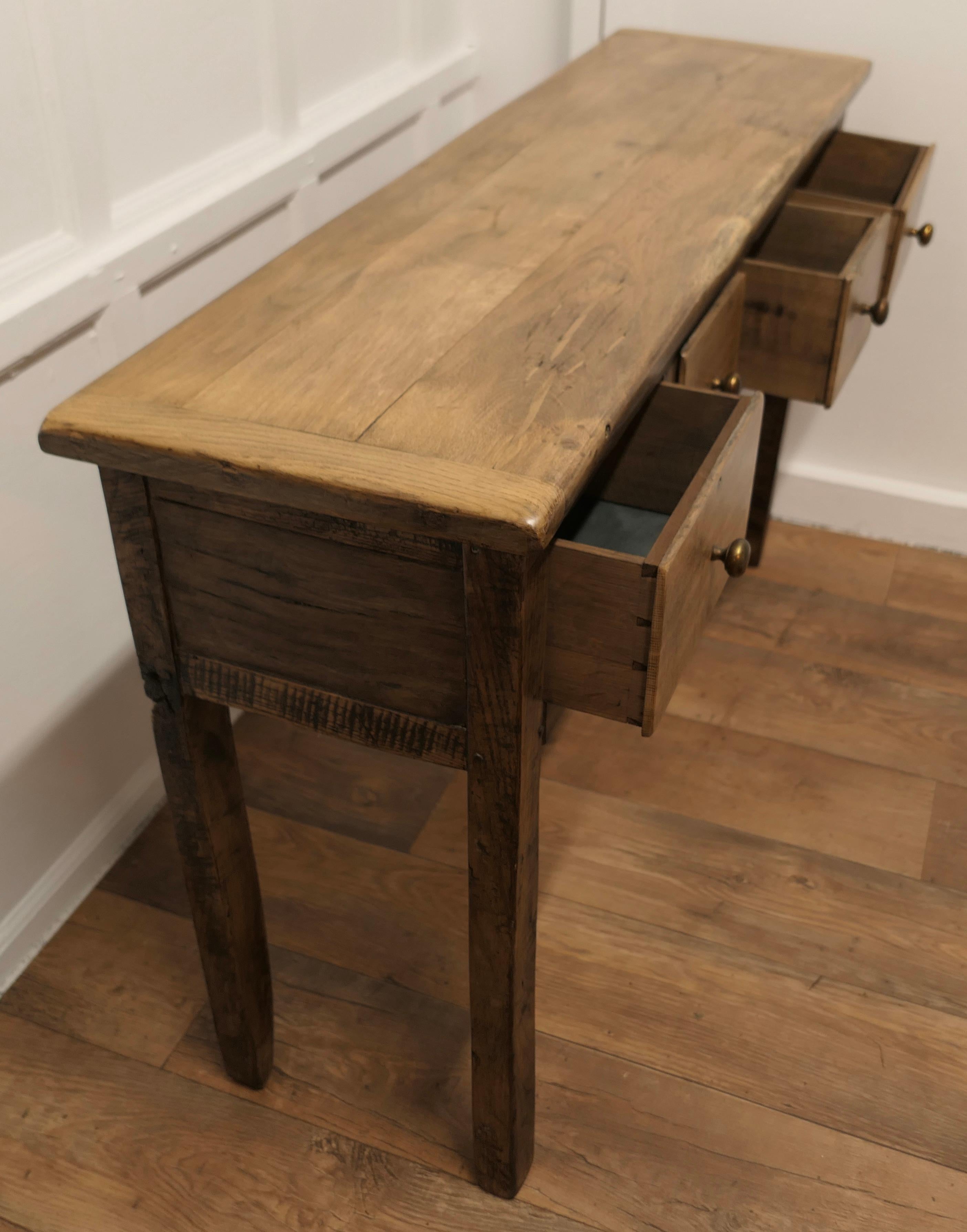 Late 19th Century Long Blonde Oak Hall Table, Dresser or Buffet 
