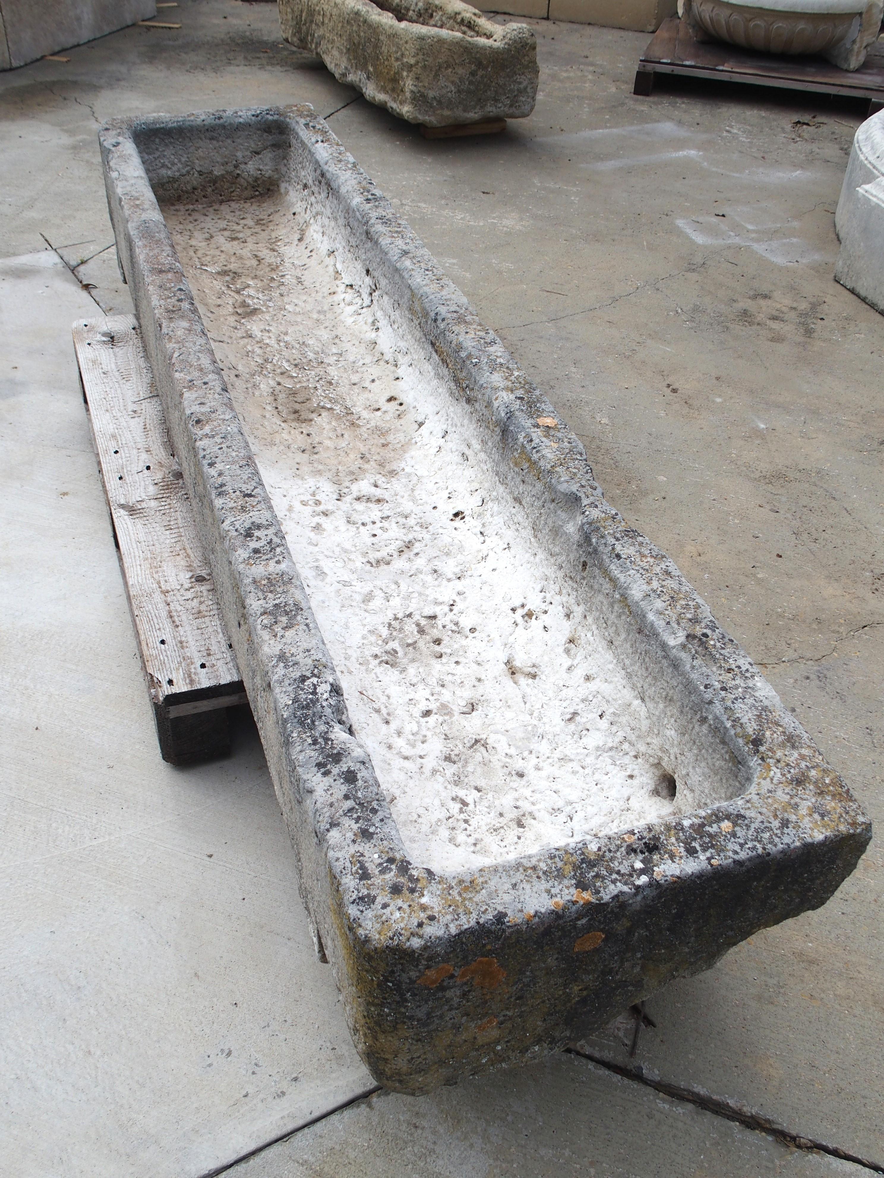 A Long Circa 1800 Carved Stone Trough from Burgundy, France 6