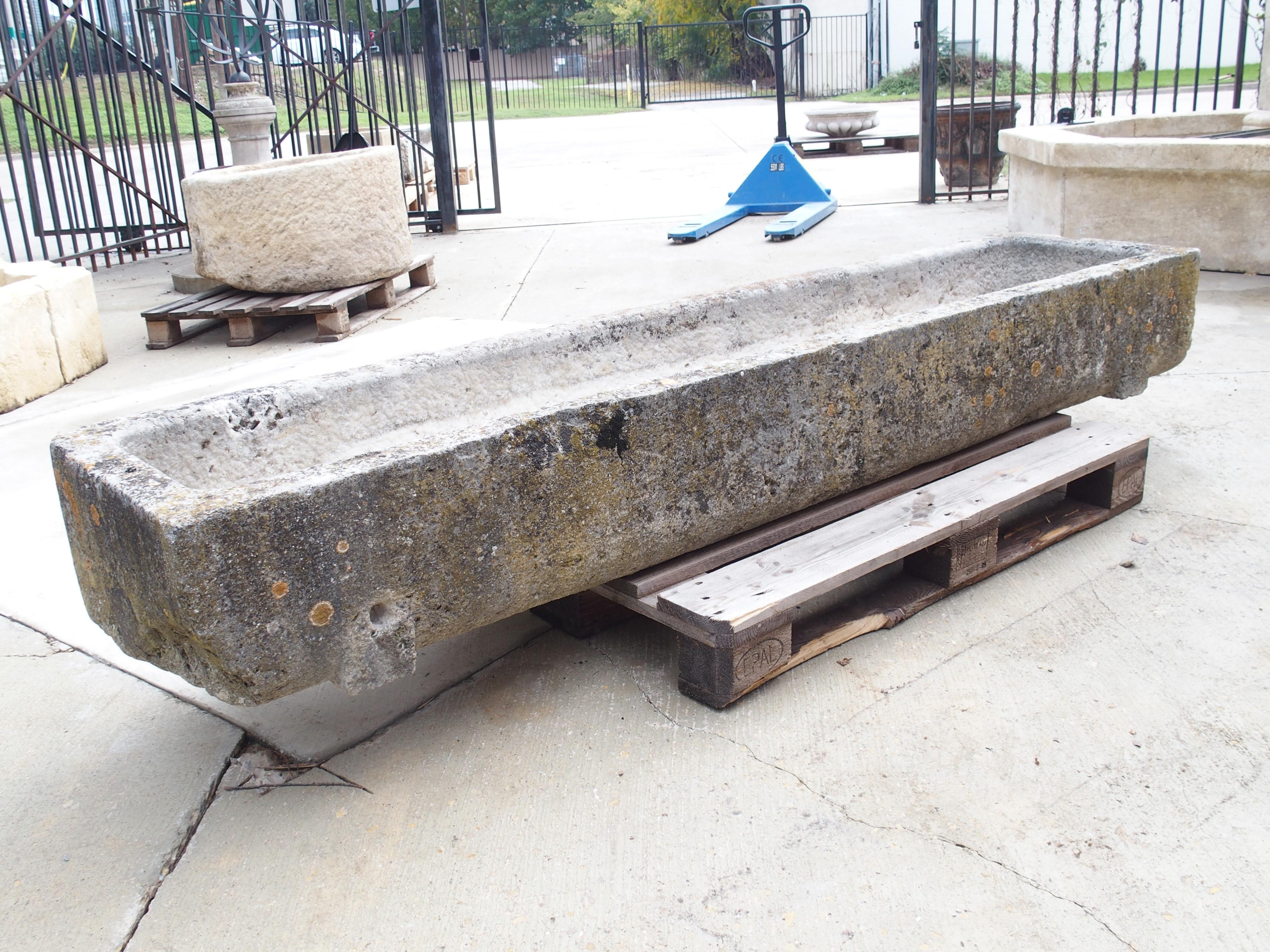 A Long Circa 1800 Carved Stone Trough from Burgundy, France 8