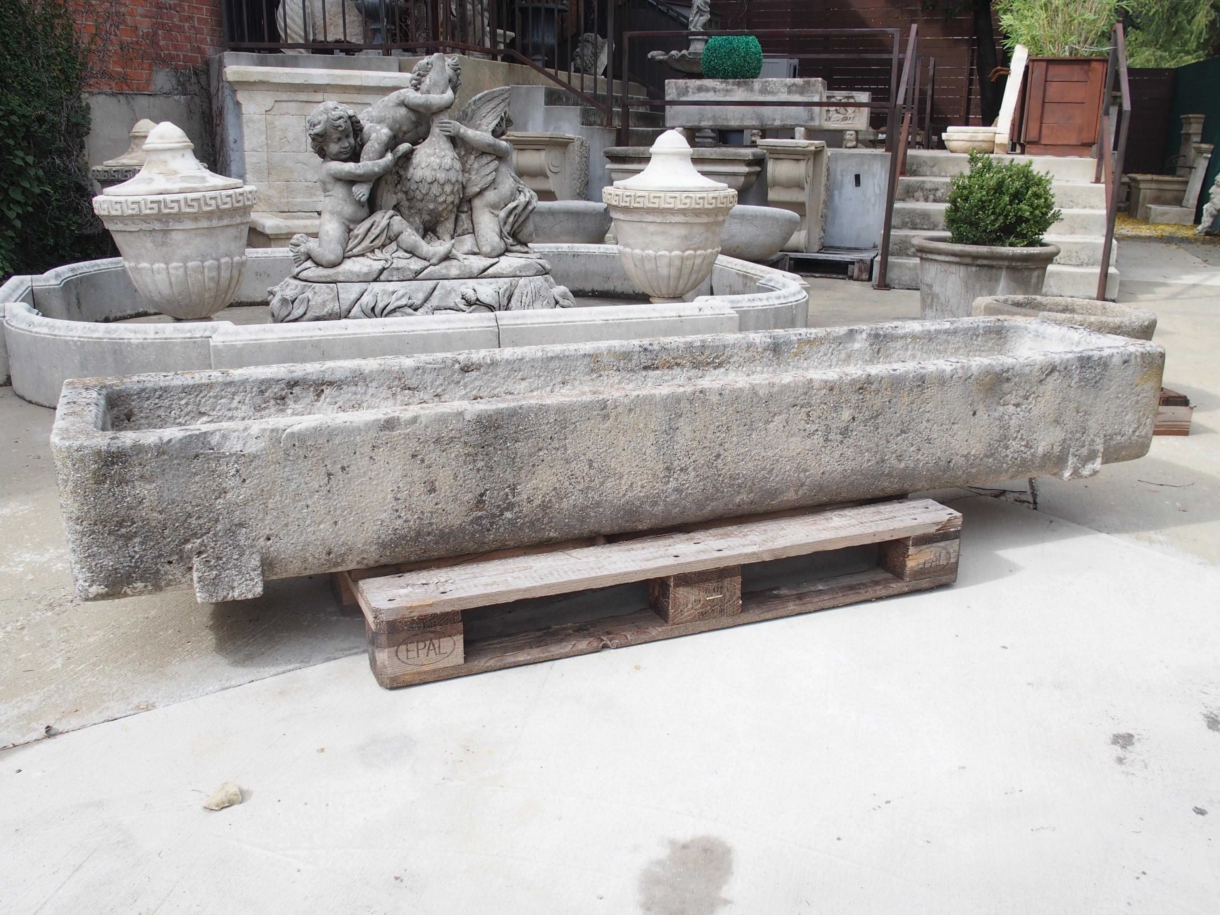 A Long Circa 1800 Carved Stone Trough from Burgundy, France 11