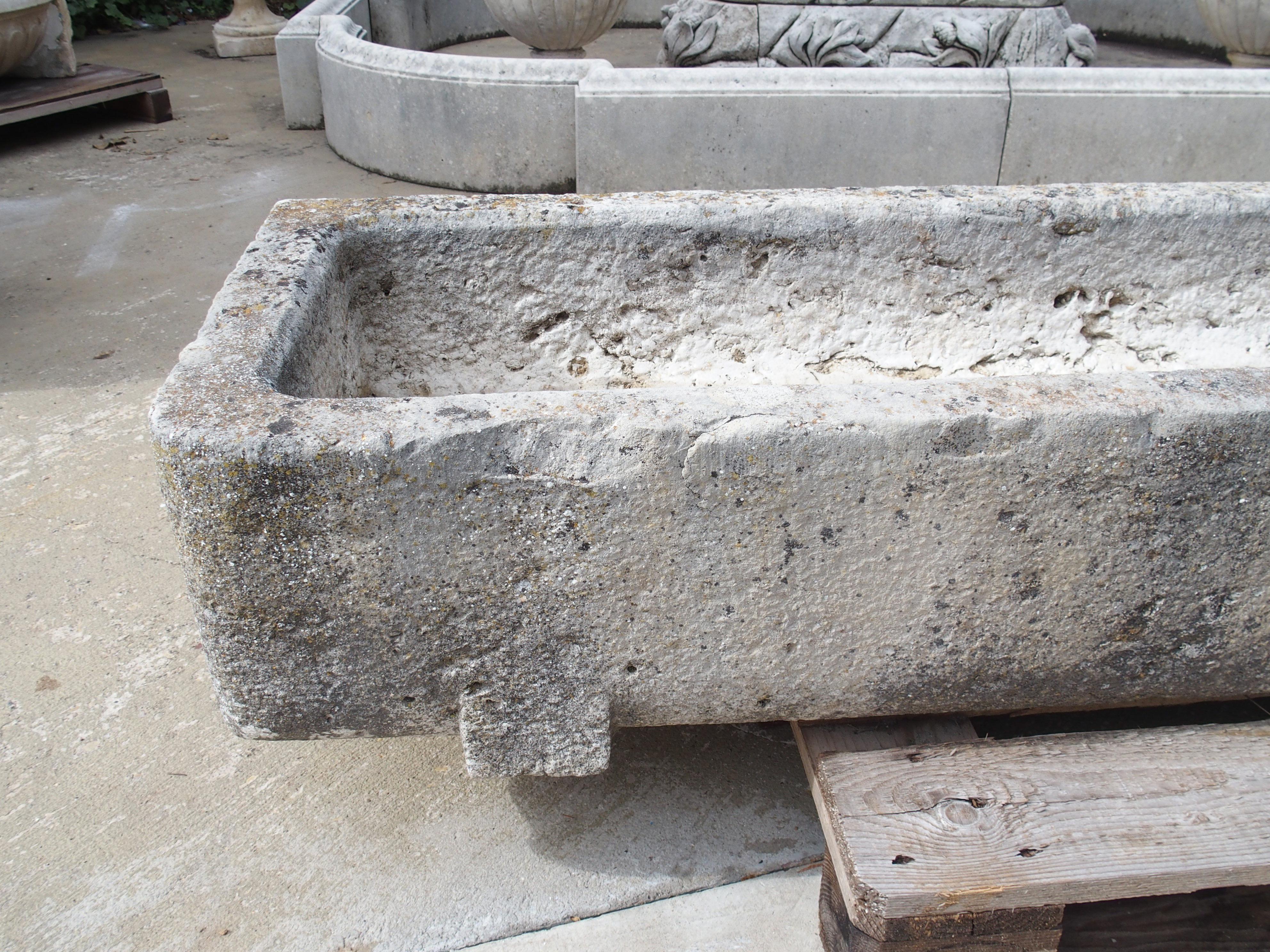 French A Long Circa 1800 Carved Stone Trough from Burgundy, France