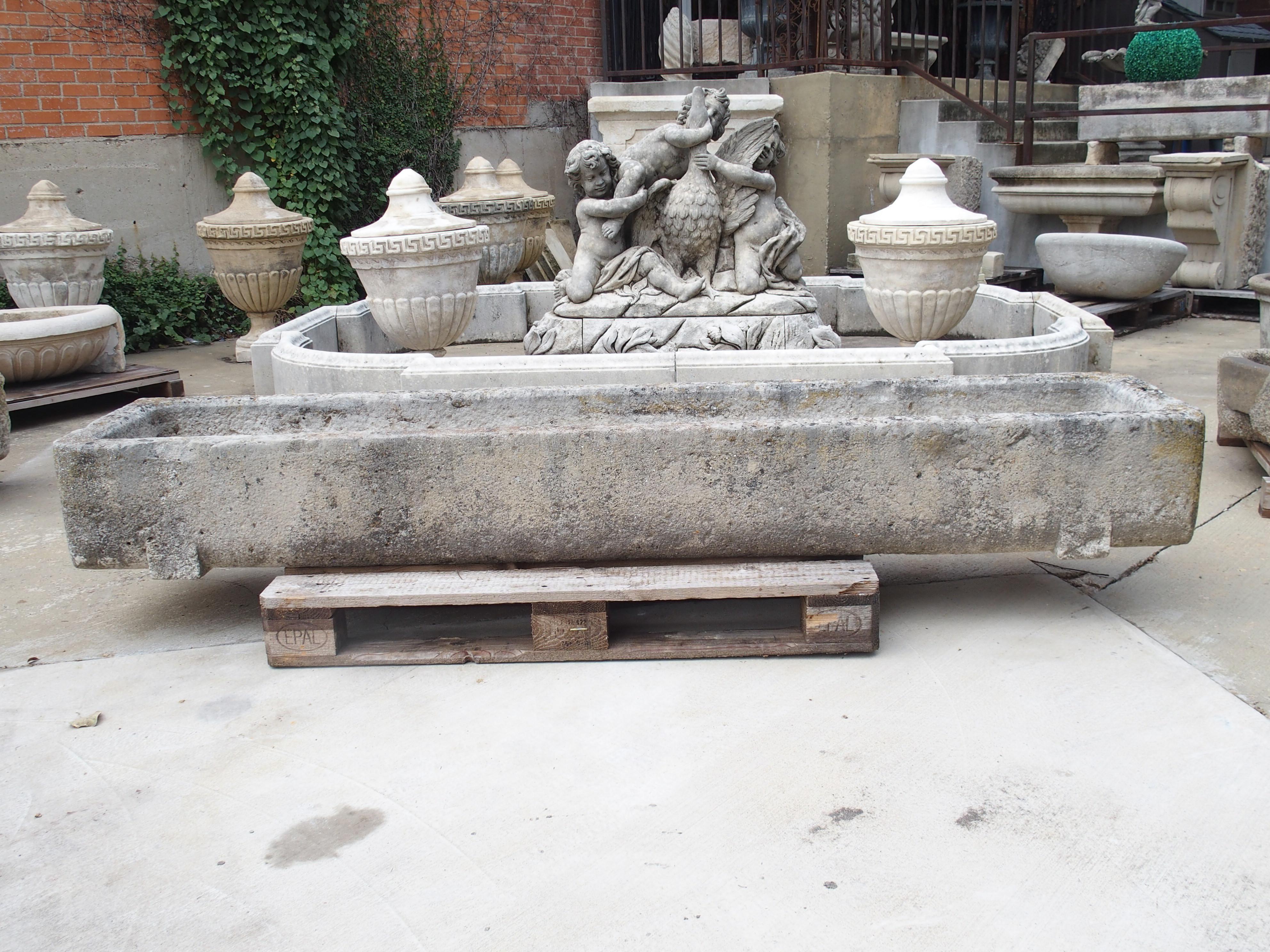 A Long Circa 1800 Carved Stone Trough from Burgundy, France 2