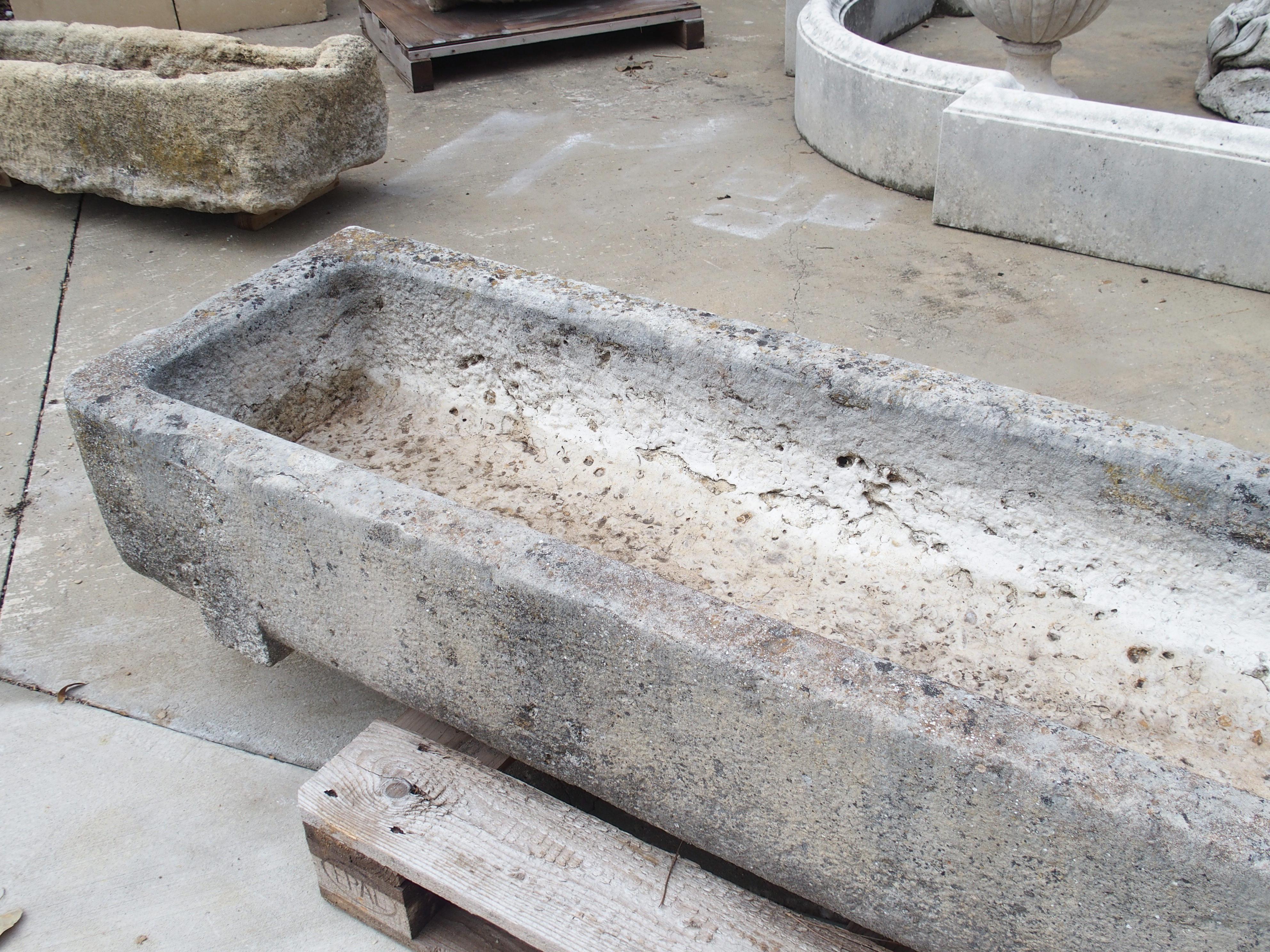 A Long Circa 1800 Carved Stone Trough from Burgundy, France 3