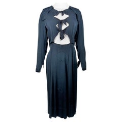 A Long dress in black and salmon silk crepe - Germany Circa 1938-1942 Vintage A Long dress in black and salmon silk crepe - Germany Circa 1938-1942