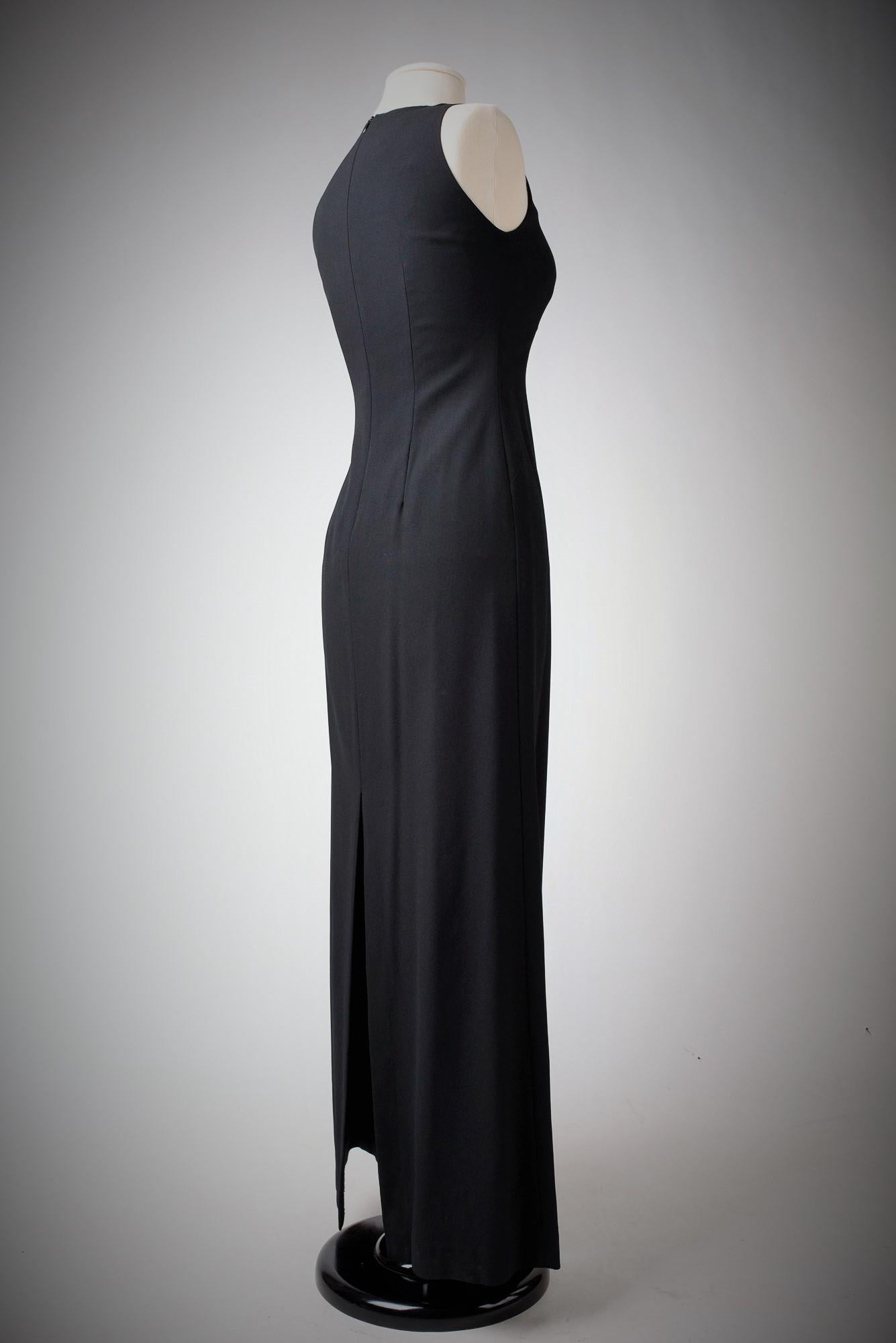 A Long Evening Black Dress by Claude Montana - French Circa 1999 For Sale 11