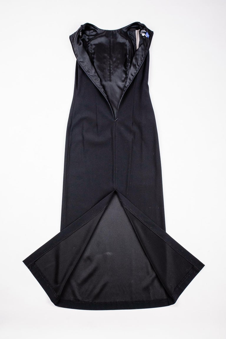 Women's A Long Evening Black Dress by Claude Montana - French Circa 1999 For Sale