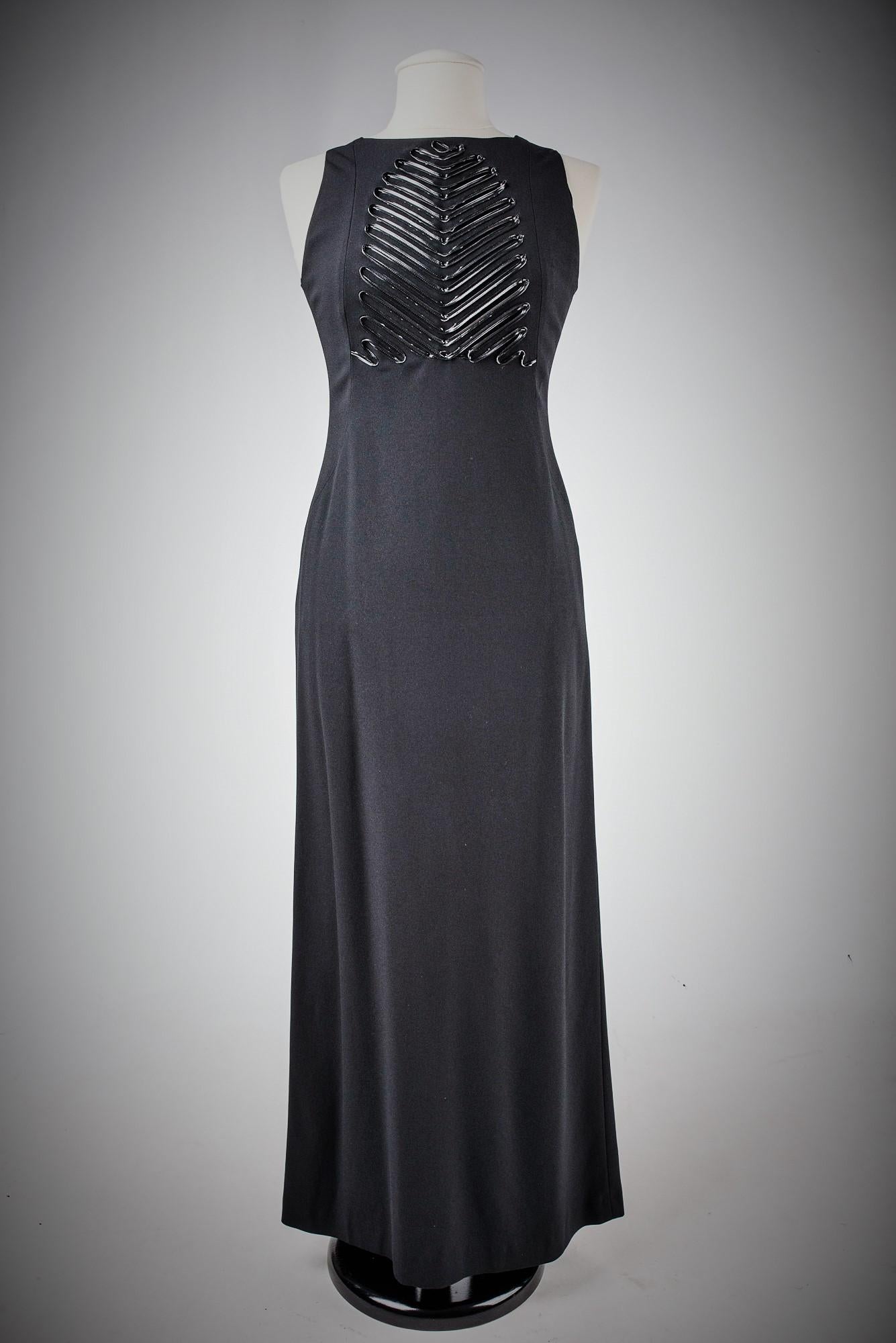 A Long Evening Black Dress by Claude Montana - French Circa 1999 For Sale 1