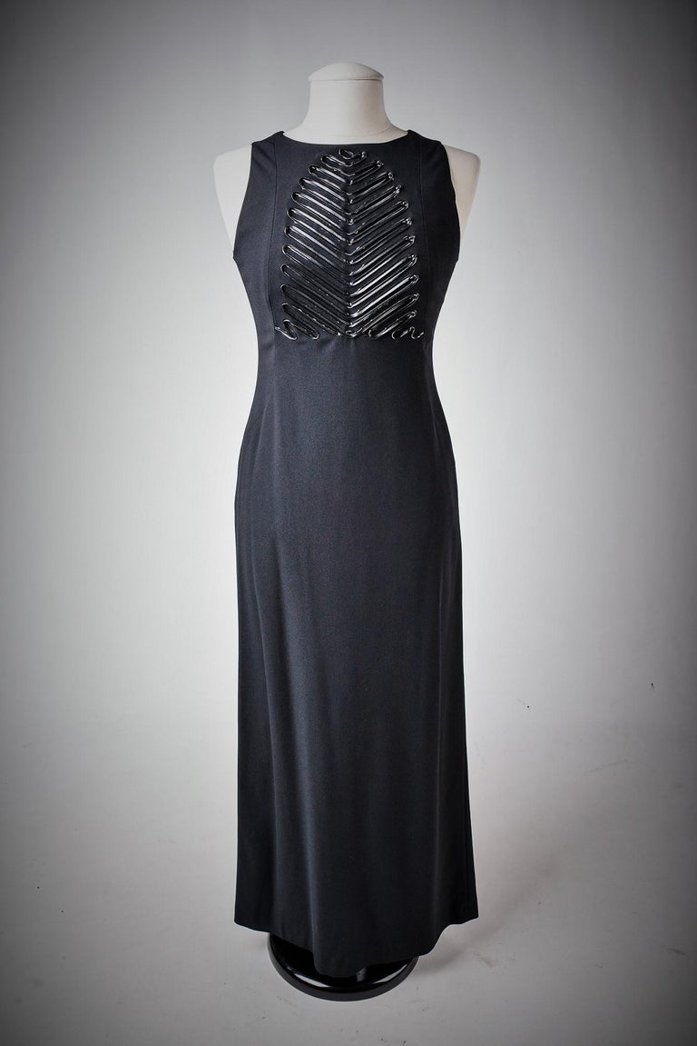 A Long Evening Black Dress by Claude Montana - French Circa 1999 For Sale 3