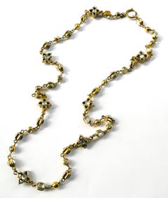 A long gilt metal and paste link necklace/sautoir, Chanel, 1980s