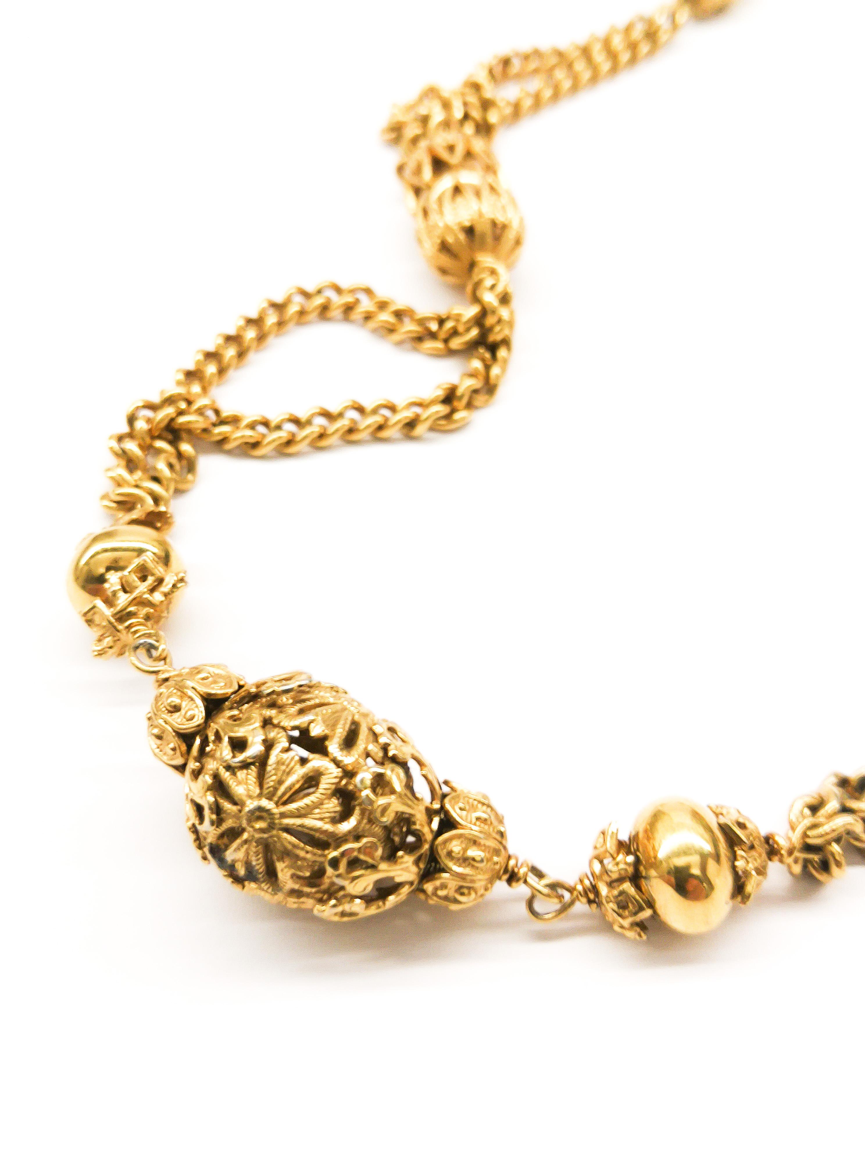 A long gilt metal/filigree sautoir/chain, Robert Goossens for Chanel, 1950s/60s 2
