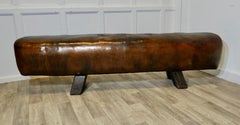 A Long Leather Pommel Horse Bench Seat  A handsome leather pommel horse from Fra