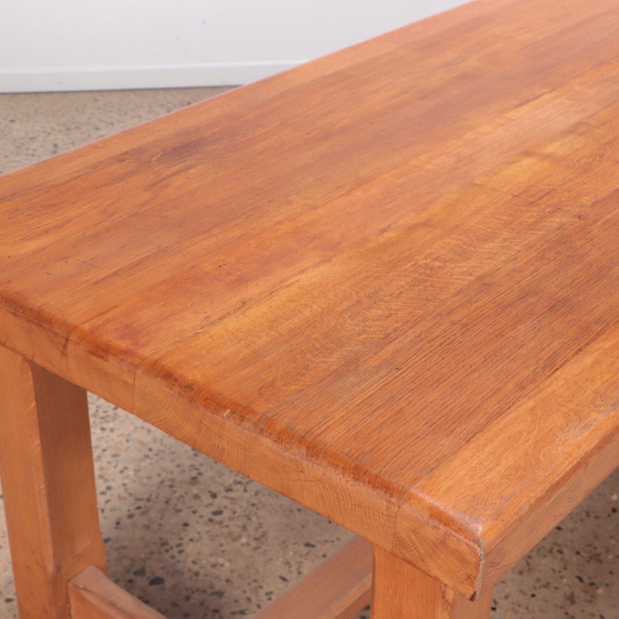 Long Oak Console/Dining Room Table, French, circa 1960 In Good Condition For Sale In Philadelphia, PA