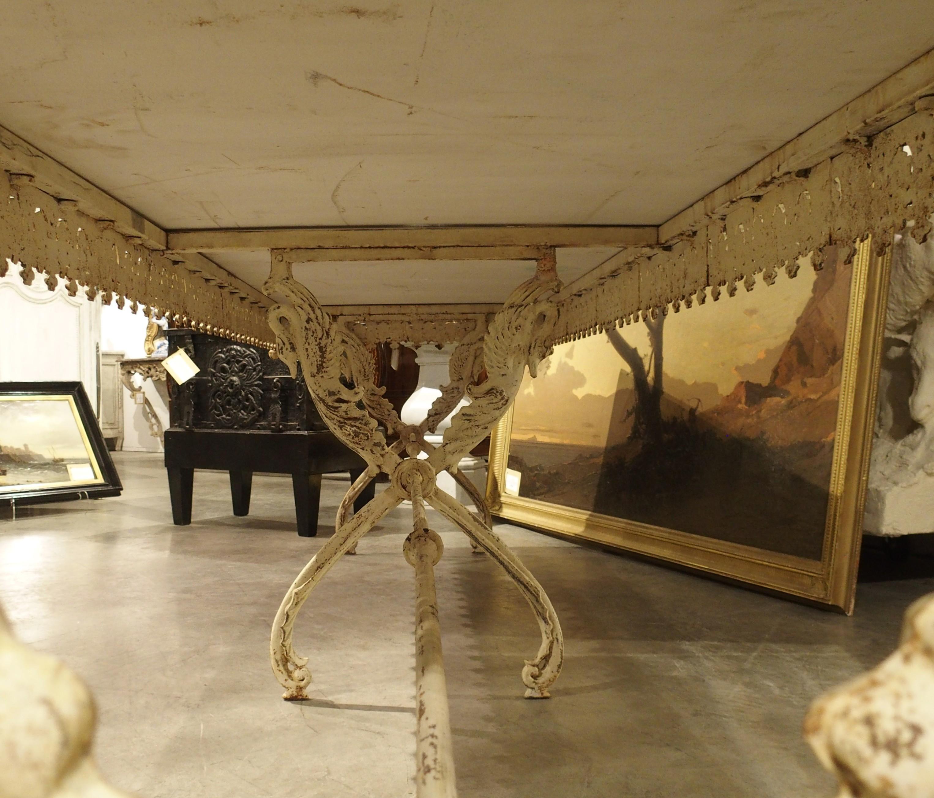 A Long, Painted Antique Cast Iron Table from Aix-en-Provence, France Circa 1890 For Sale 4