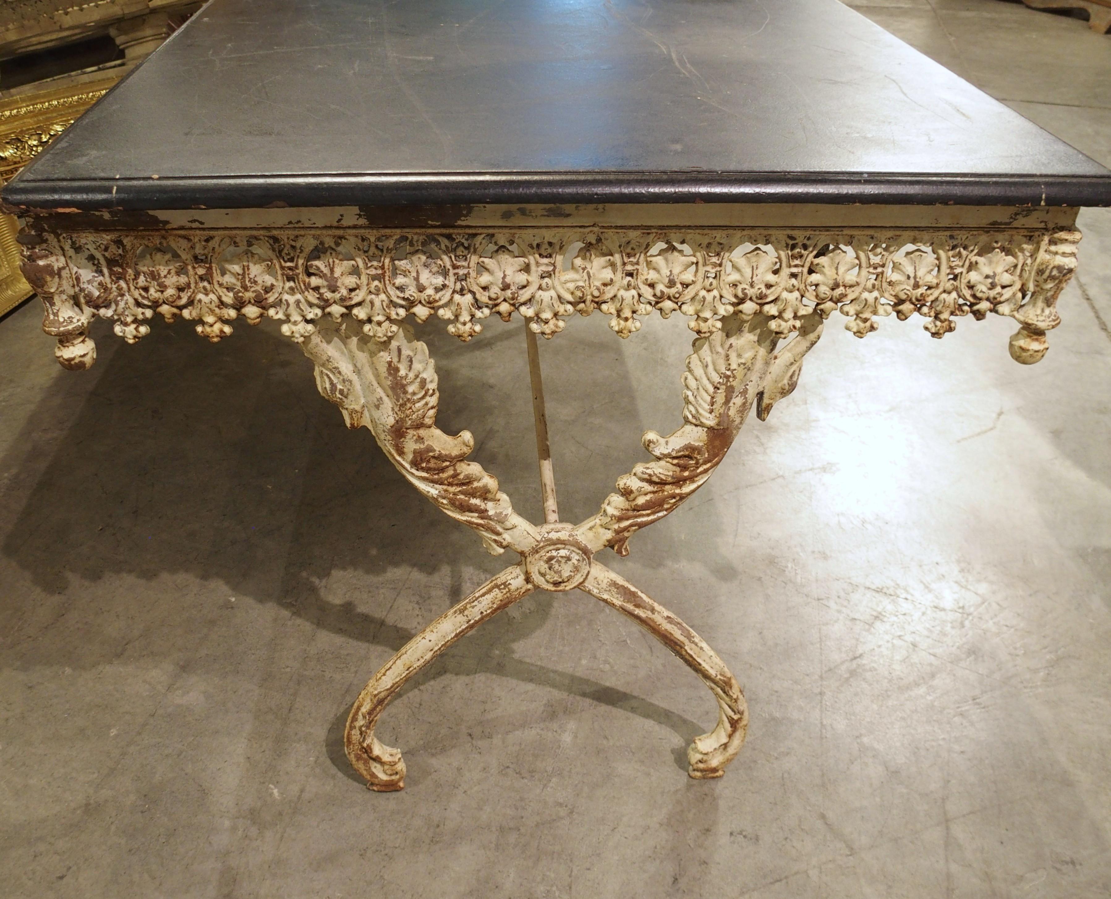 A Long, Painted Antique Cast Iron Table from Aix-en-Provence, France Circa 1890 For Sale 7
