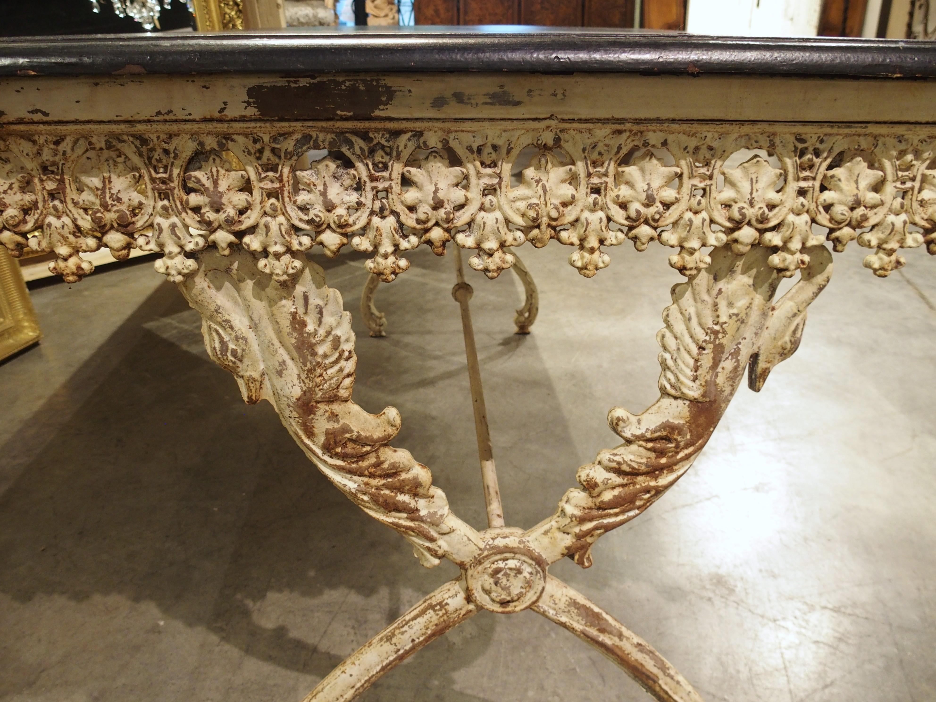 A Long, Painted Antique Cast Iron Table from Aix-en-Provence, France Circa 1890 For Sale 8