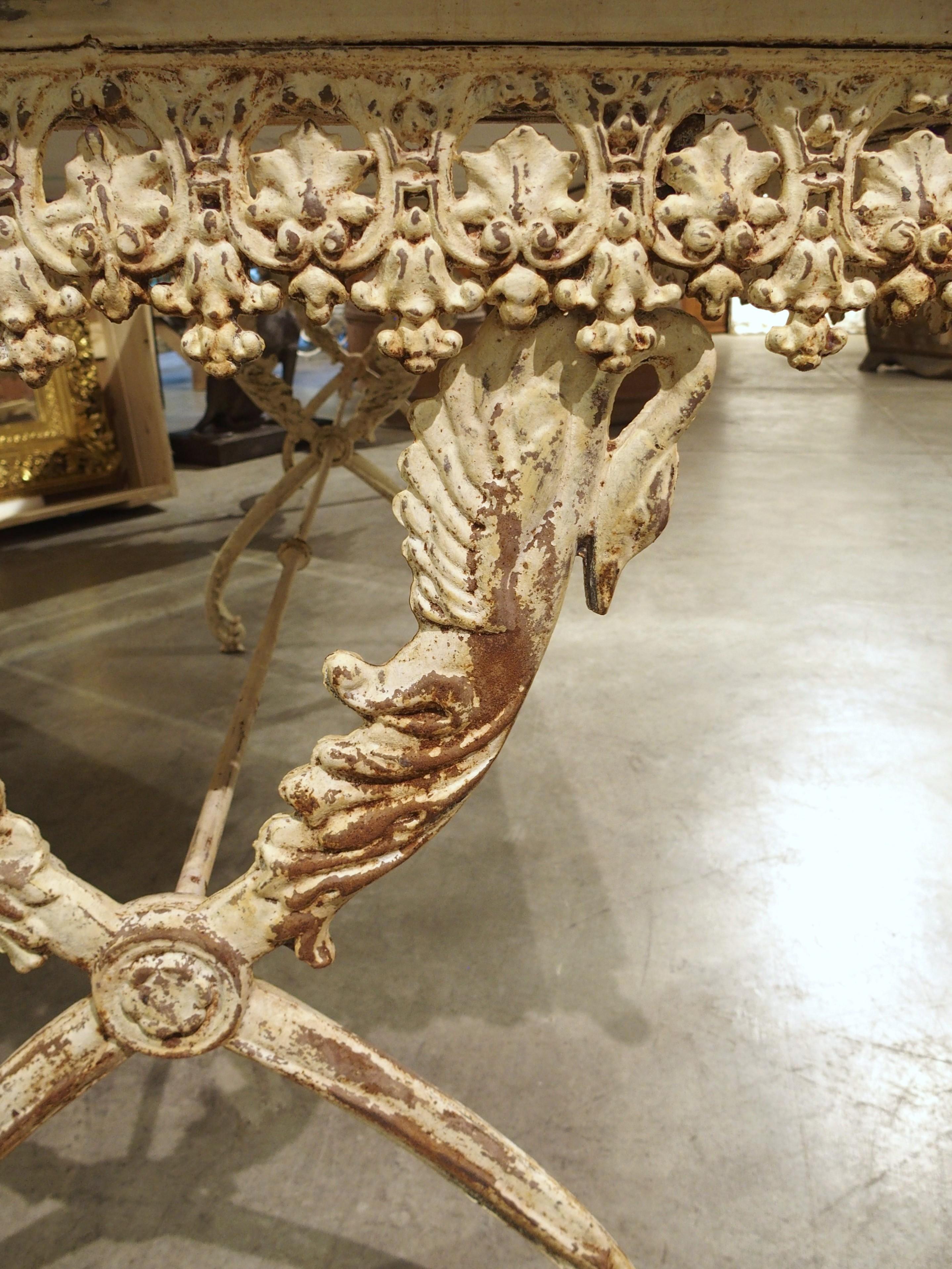 A Long, Painted Antique Cast Iron Table from Aix-en-Provence, France Circa 1890 For Sale 9
