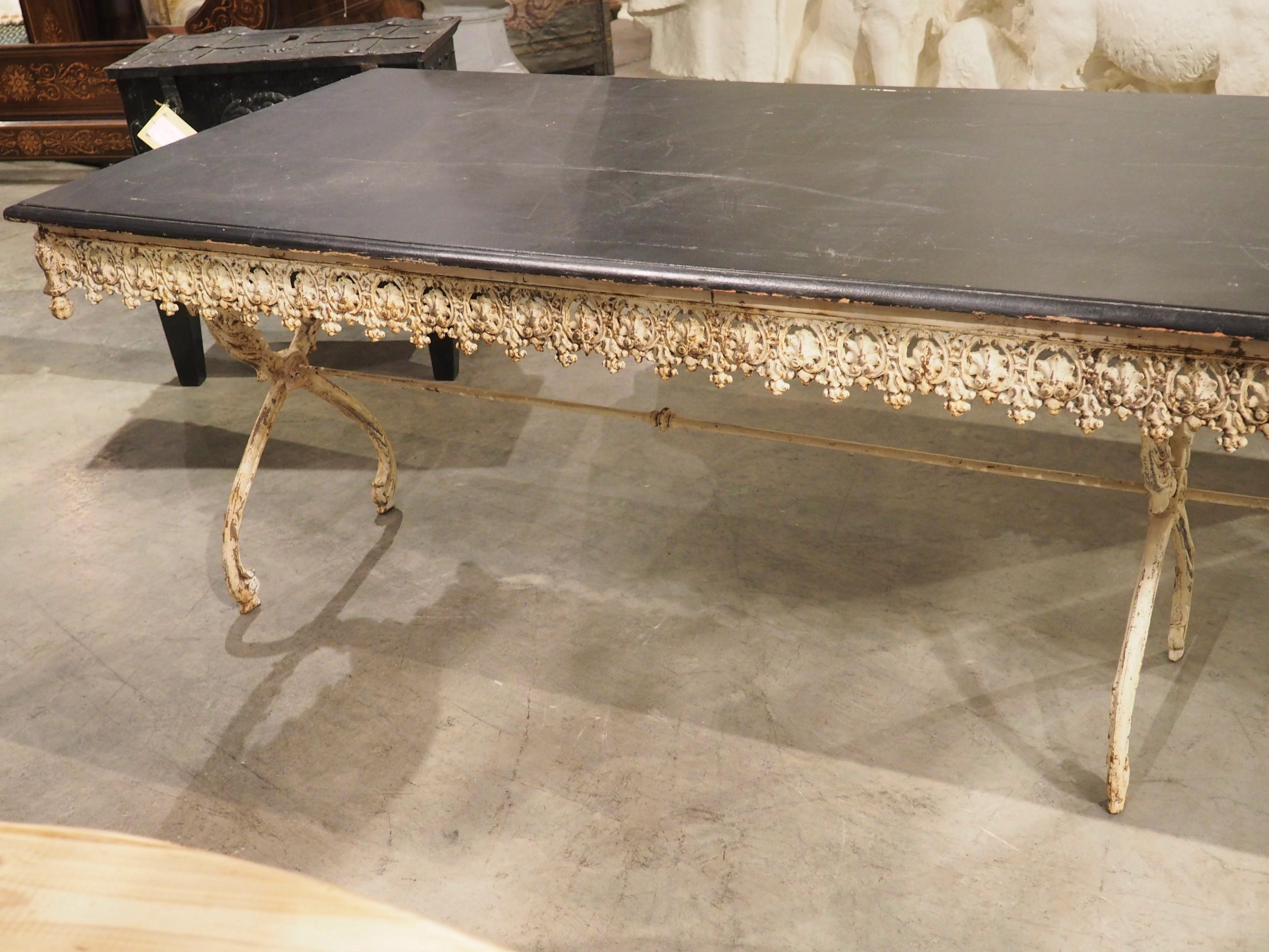 A Long, Painted Antique Cast Iron Table from Aix-en-Provence, France Circa 1890 For Sale 11