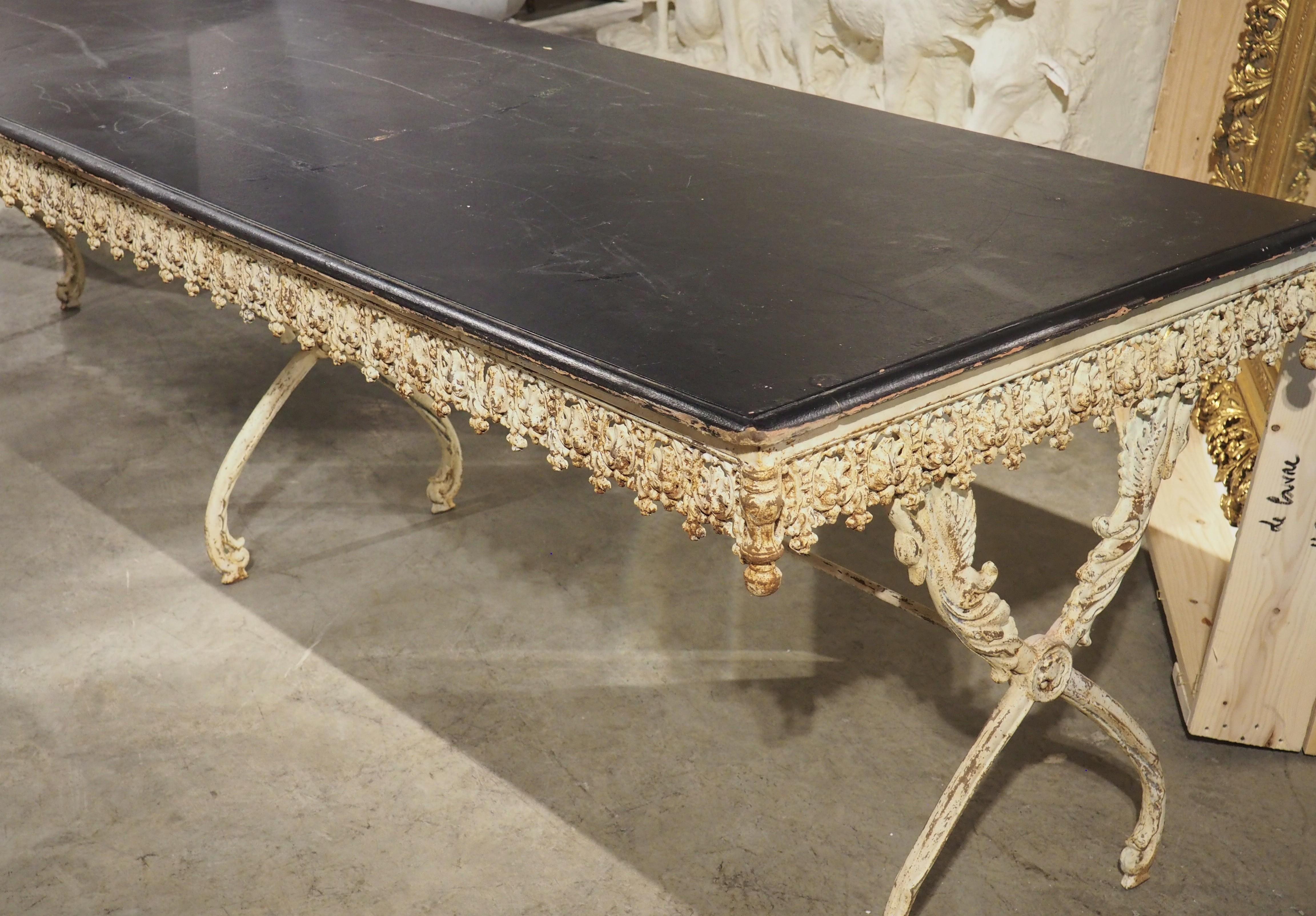 French A Long, Painted Antique Cast Iron Table from Aix-en-Provence, France Circa 1890 For Sale