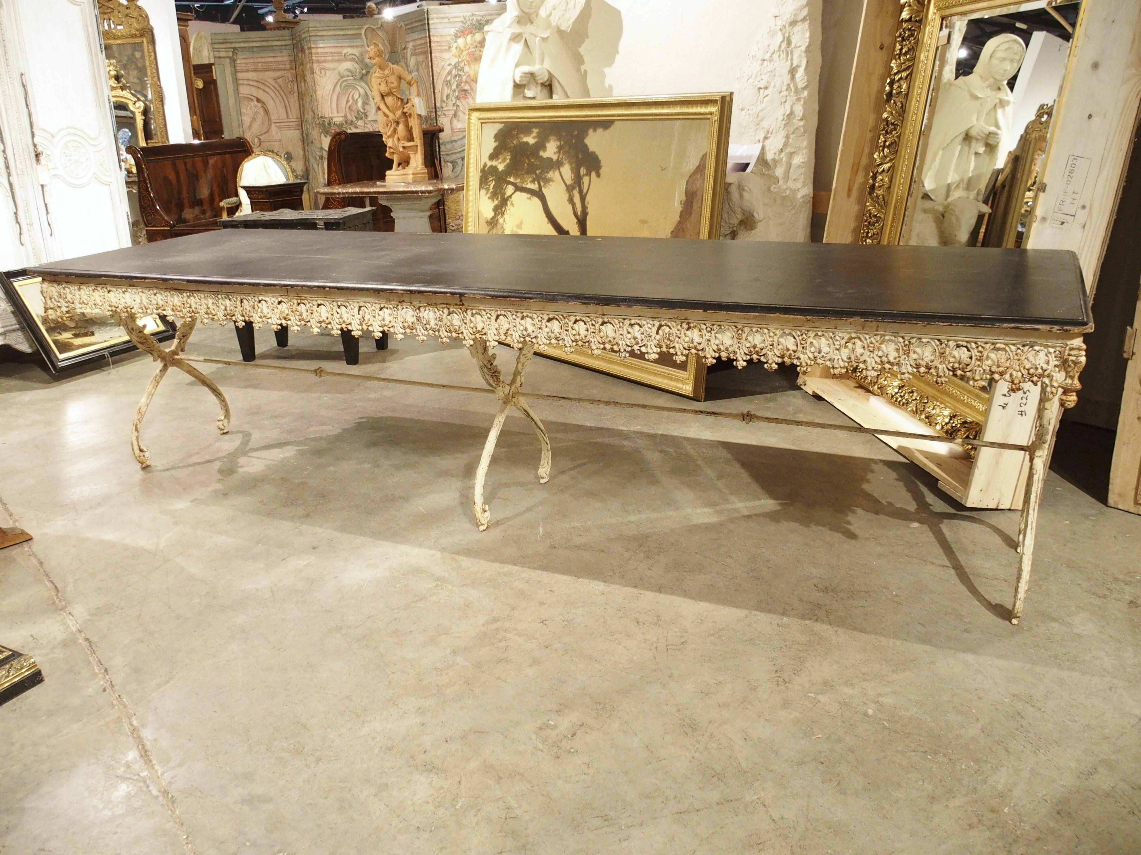 19th Century A Long, Painted Antique Cast Iron Table from Aix-en-Provence, France Circa 1890 For Sale