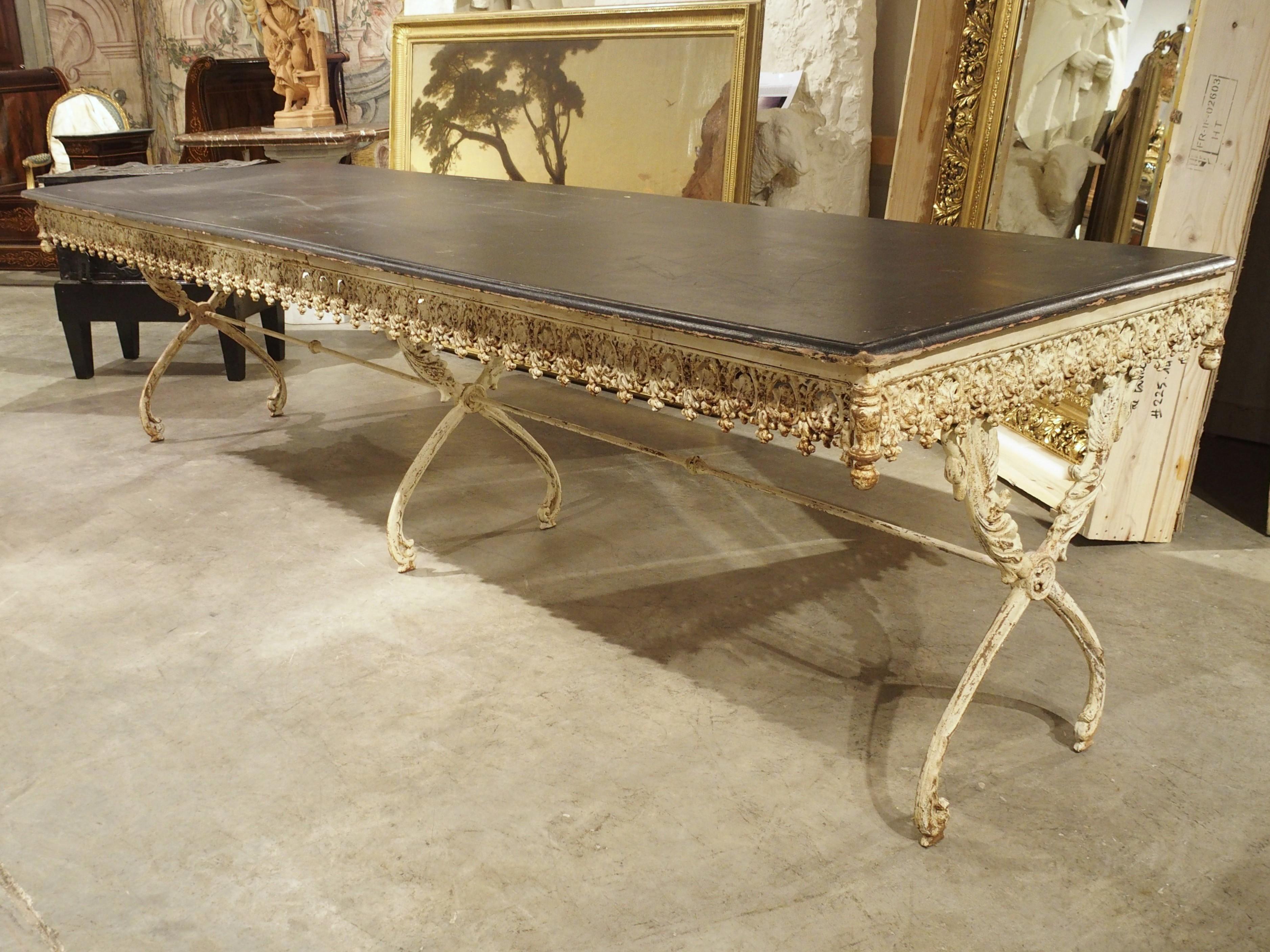 Metal A Long, Painted Antique Cast Iron Table from Aix-en-Provence, France Circa 1890 For Sale
