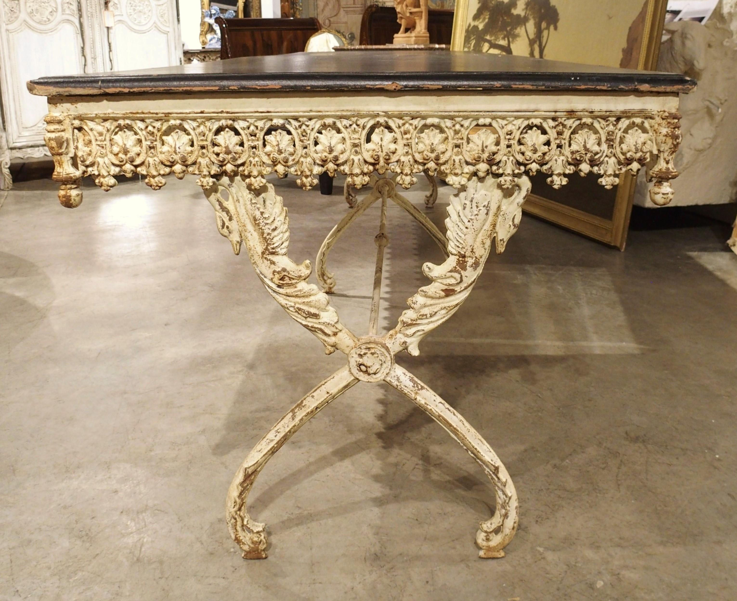 A Long, Painted Antique Cast Iron Table from Aix-en-Provence, France Circa 1890 For Sale 2