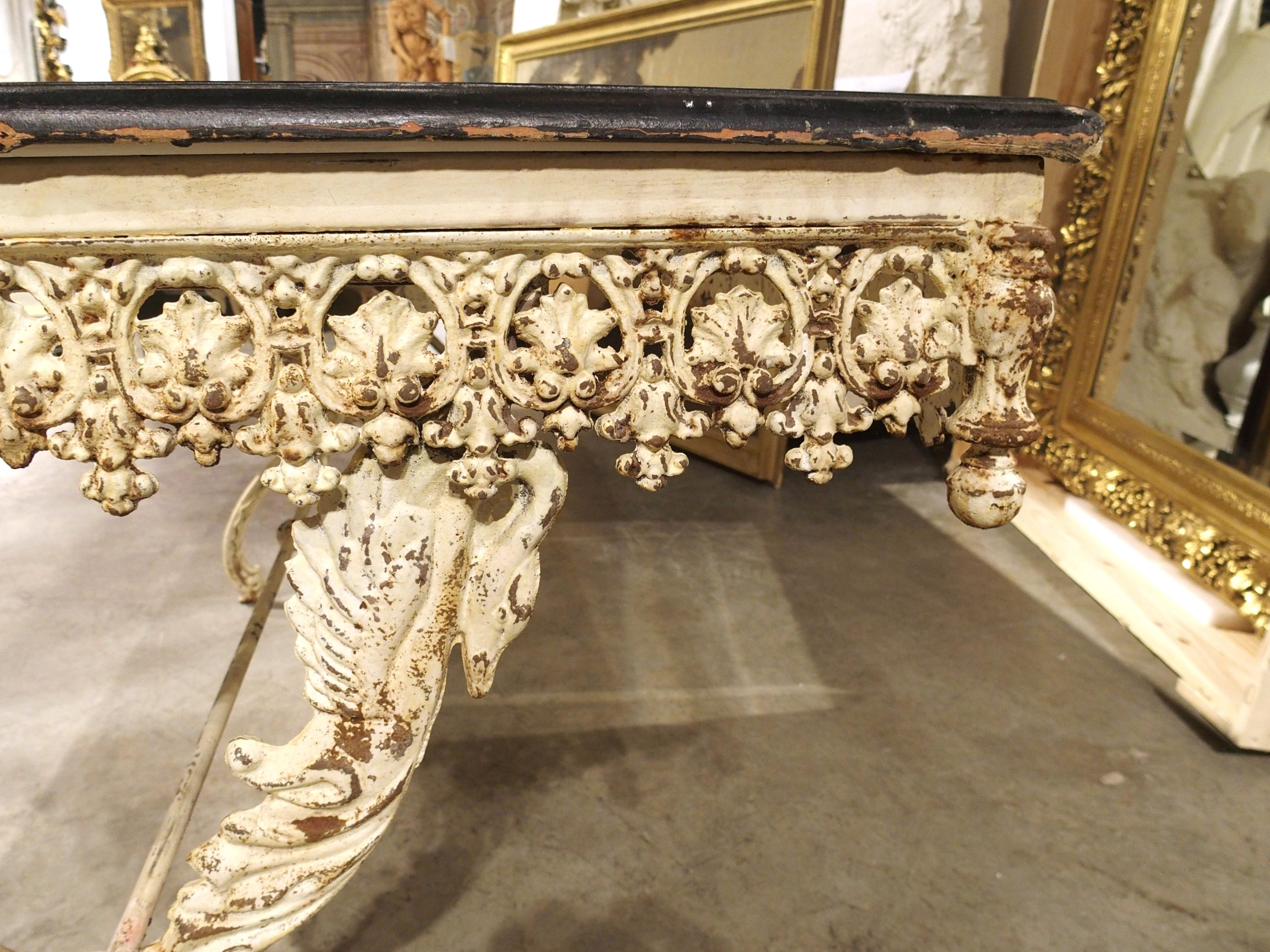 A Long, Painted Antique Cast Iron Table from Aix-en-Provence, France Circa 1890 For Sale 3